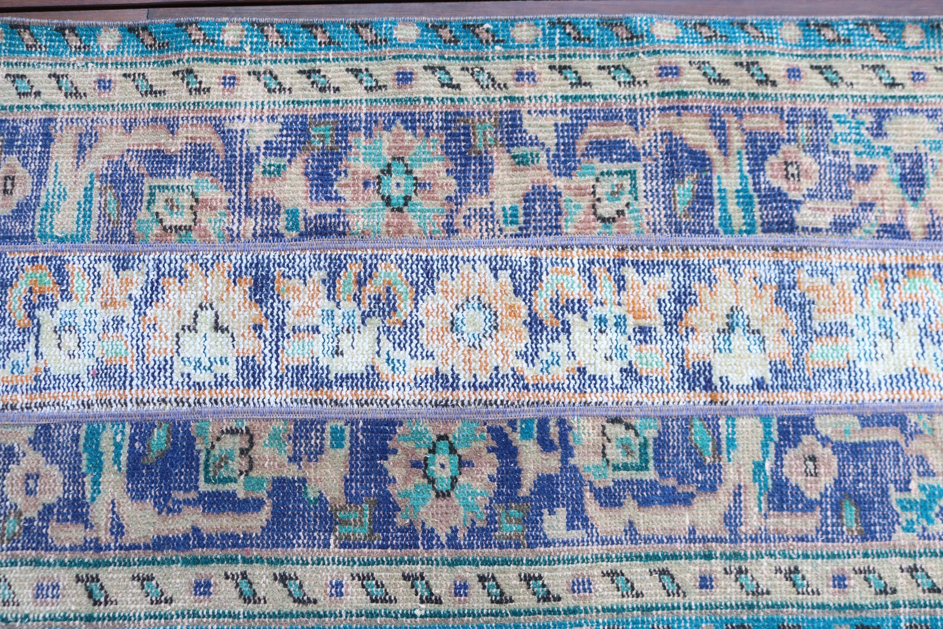 Mavi Düz Dokuma Halı, Vintage Halılar, Fas Halısı, 1.9x3.6 ft Küçük Halılar, Türk Halısı, Araba Paspas Halısı, Küçük Vintage Halılar