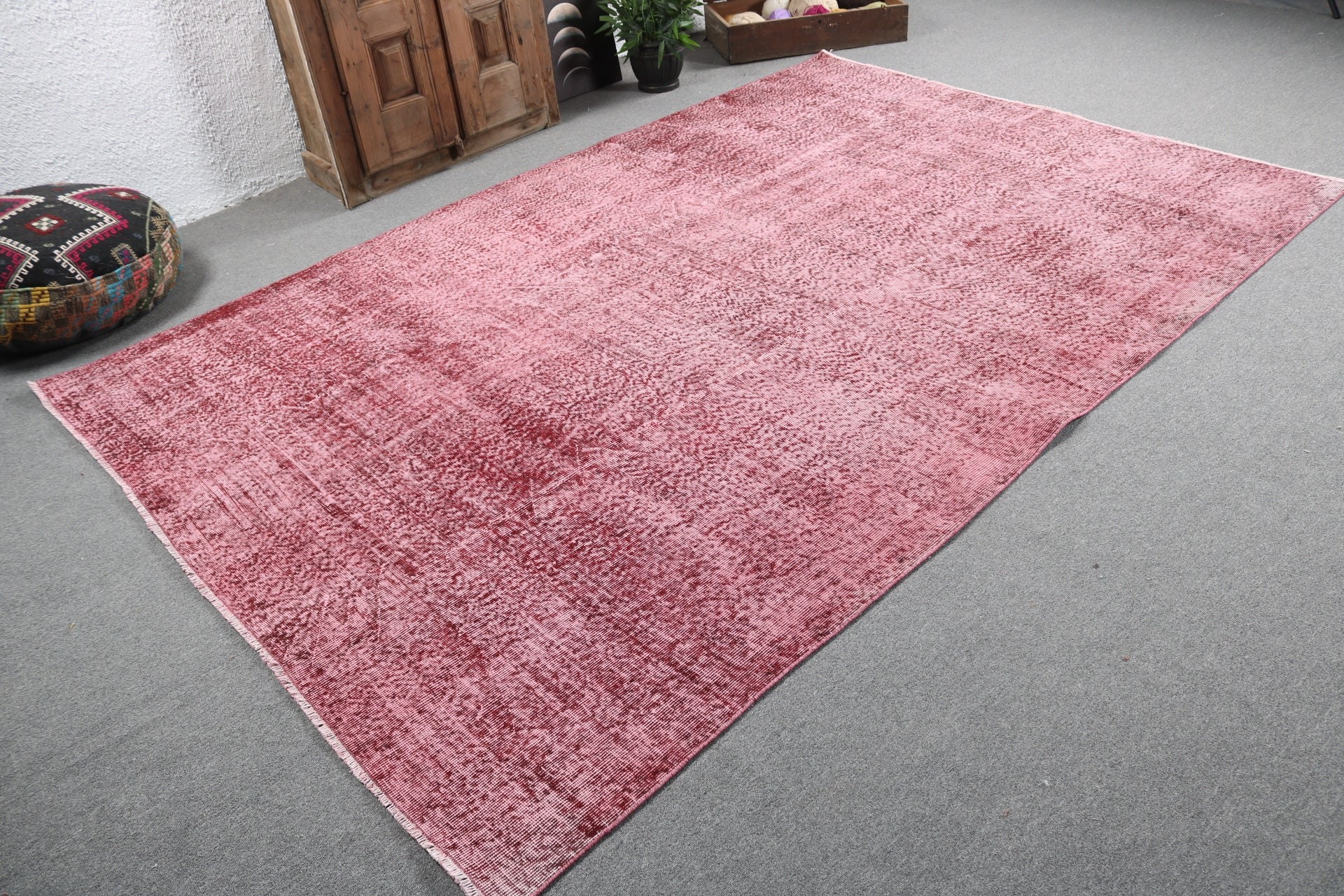 Yün Halılar, Yatak Odası Halıları, Pembe Anadolu Halısı, Yemek Odası Halısı, Açıklama Halıları, Egzotik Halı, 6.7x9.7 ft Büyük Halılar, Türk Halıları, Vintage Halı