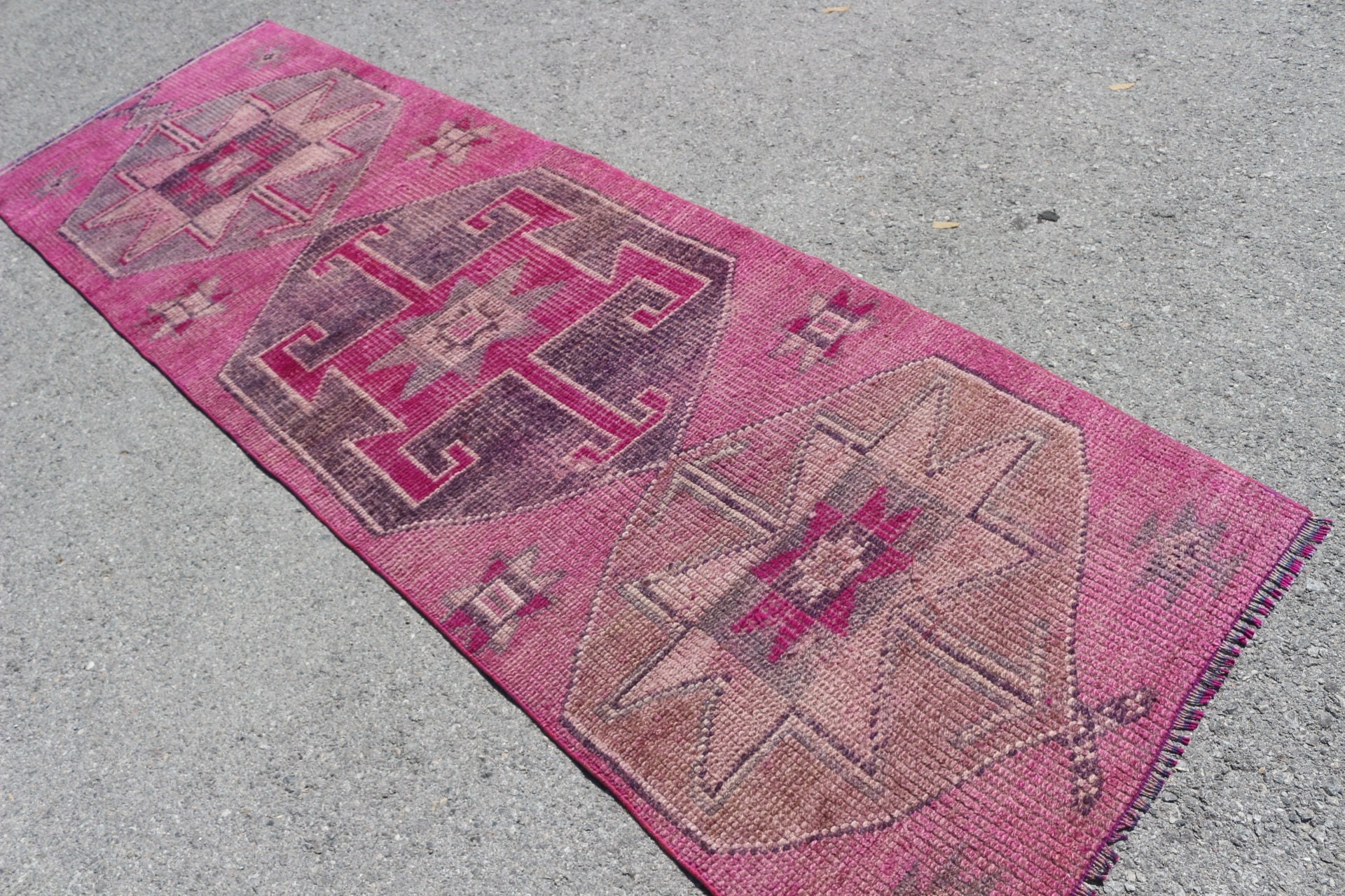 Pembe Fas Halıları, 3,1x10 ft Yolluk Halıları, Yün Halıları, Mutfak Halıları, Türk Halısı, Sessiz Halı, Merdiven Halısı, Vintage Halı, Oryantal Halı