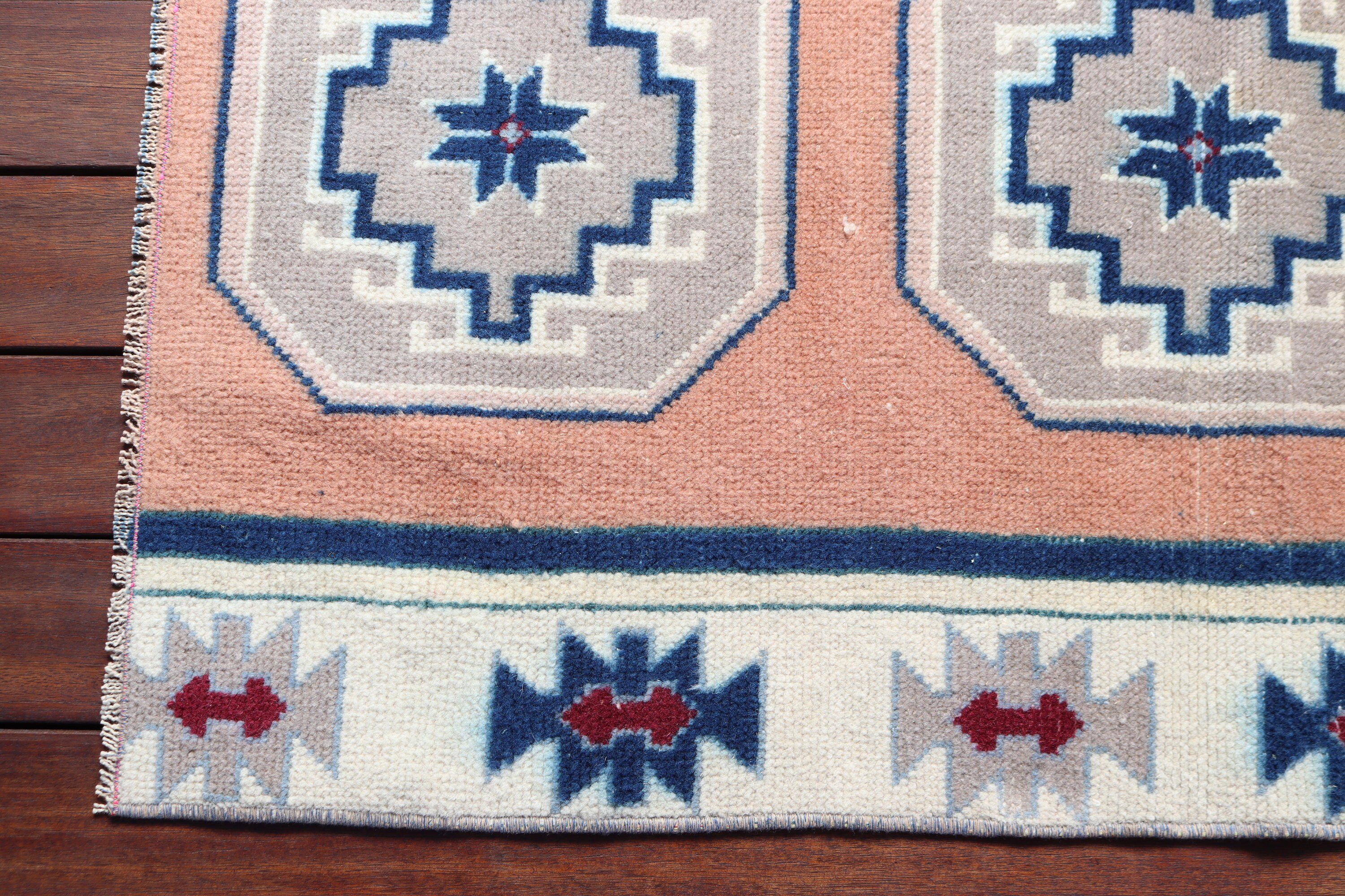 Orange Neutral Rug, Home Decor Rug, 2.2x3.5 ft Small Rugs, Vintage Rug, Door Mat Rug, Small Vintage Rug, Geometric Rugs, Turkish Rugs