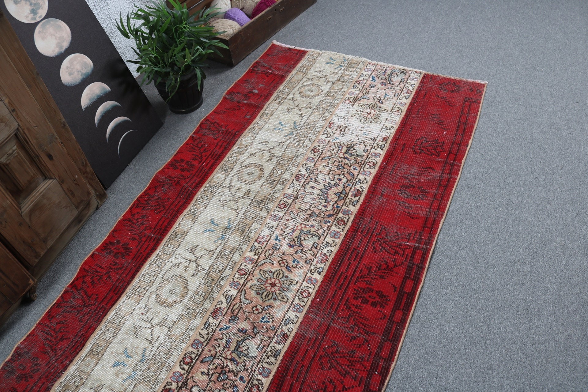 Turkish Rug, Beige Luxury Rugs, Indoor Rugs, Luxury Rugs, Floor Rug, Vintage Rug, Rugs for Oushak Area, Handmade Rug, 3.4x7.9 ft Area Rugs