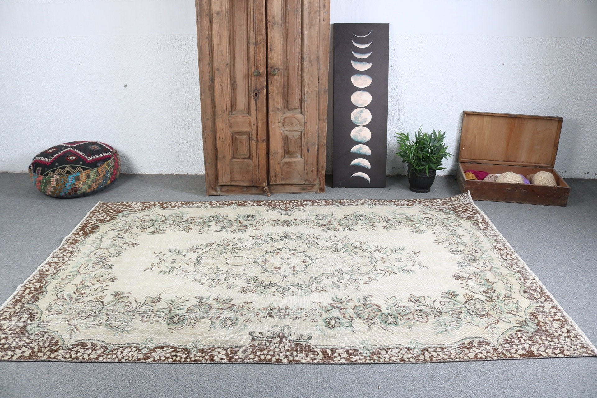 Antika Halı, 5.4x8.8 ft Büyük Halı, Yatak Odası Halıları, Yatak Odası Halısı, Büyük Boho Halısı, Türk Halısı, Anadolu Halısı, Bej Yer Halısı, Vintage Halı