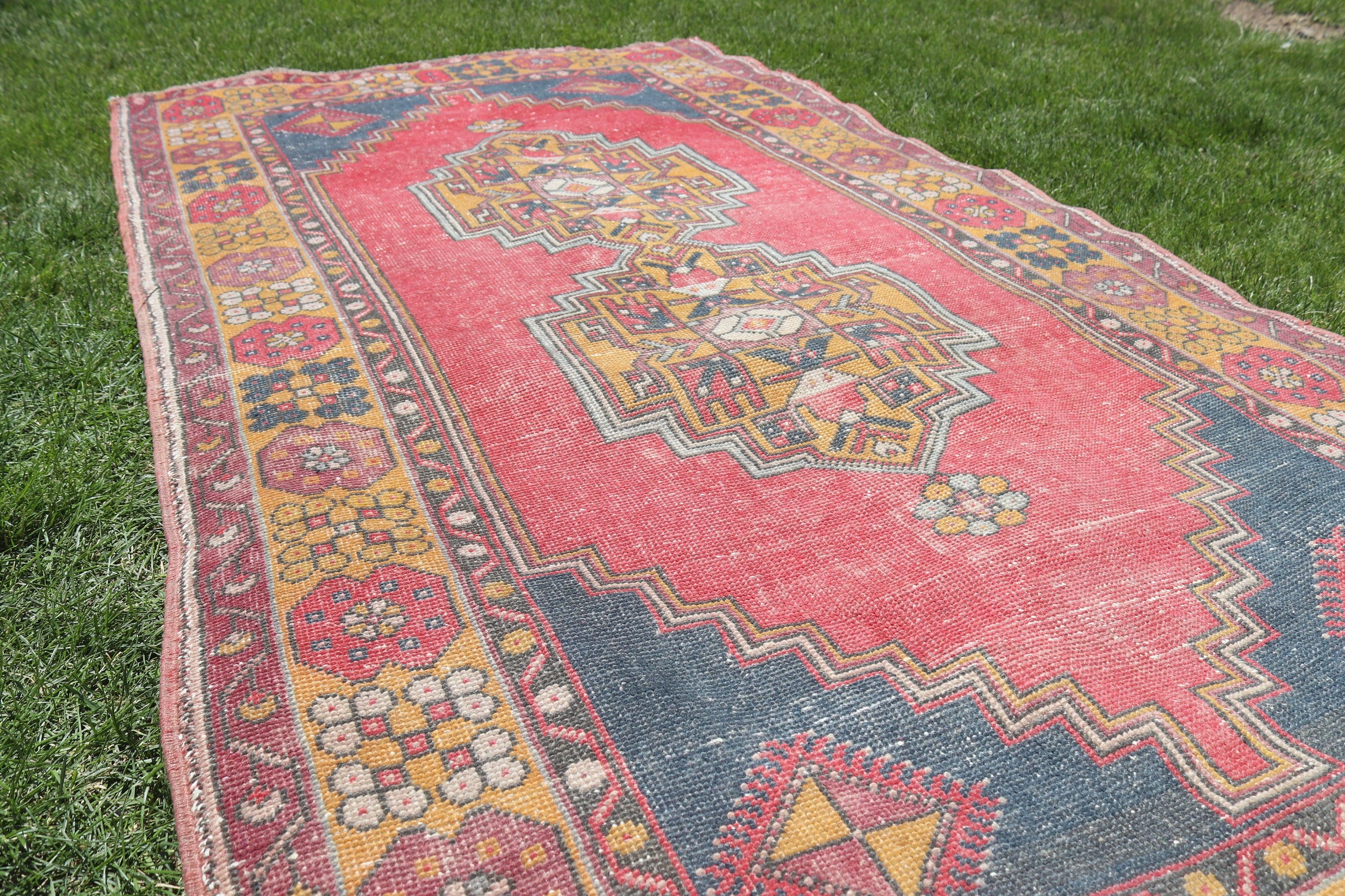 4x7.3 ft Area Rugs, Kitchen Rug, Turkish Rugs, Pink Oriental Rug, Vintage Area Rug, Rugs for Floor, Vintage Rug, Neutral Rugs, Indoor Rugs