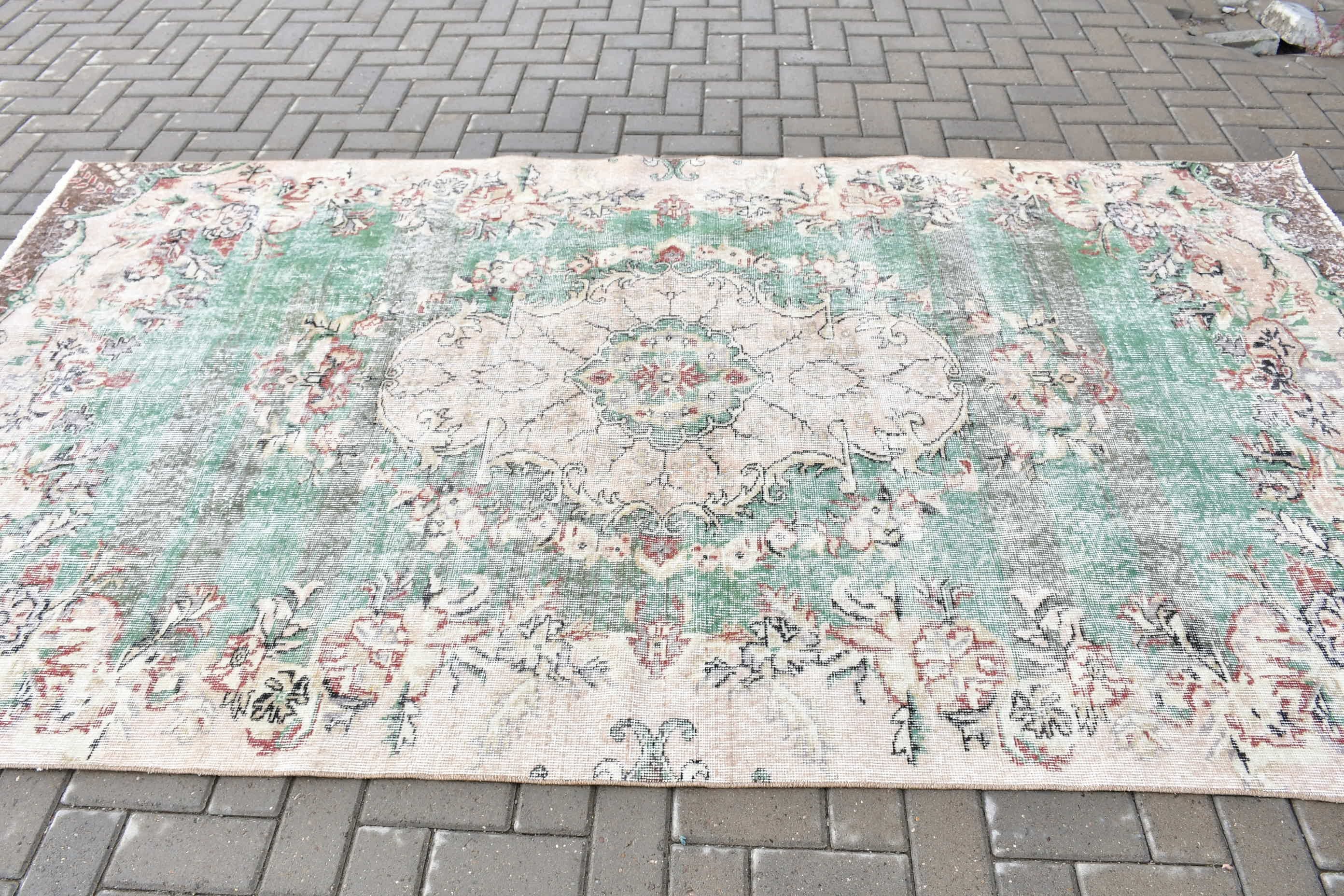 Eski Halı, Bej Mutfak Halısı, Türk Halıları, Yemek Odası Halısı, Oryantal Halı, 5,3x9,6 ft Büyük Halı, Vintage Halı, Oturma Odası Halısı, Anadolu Halıları