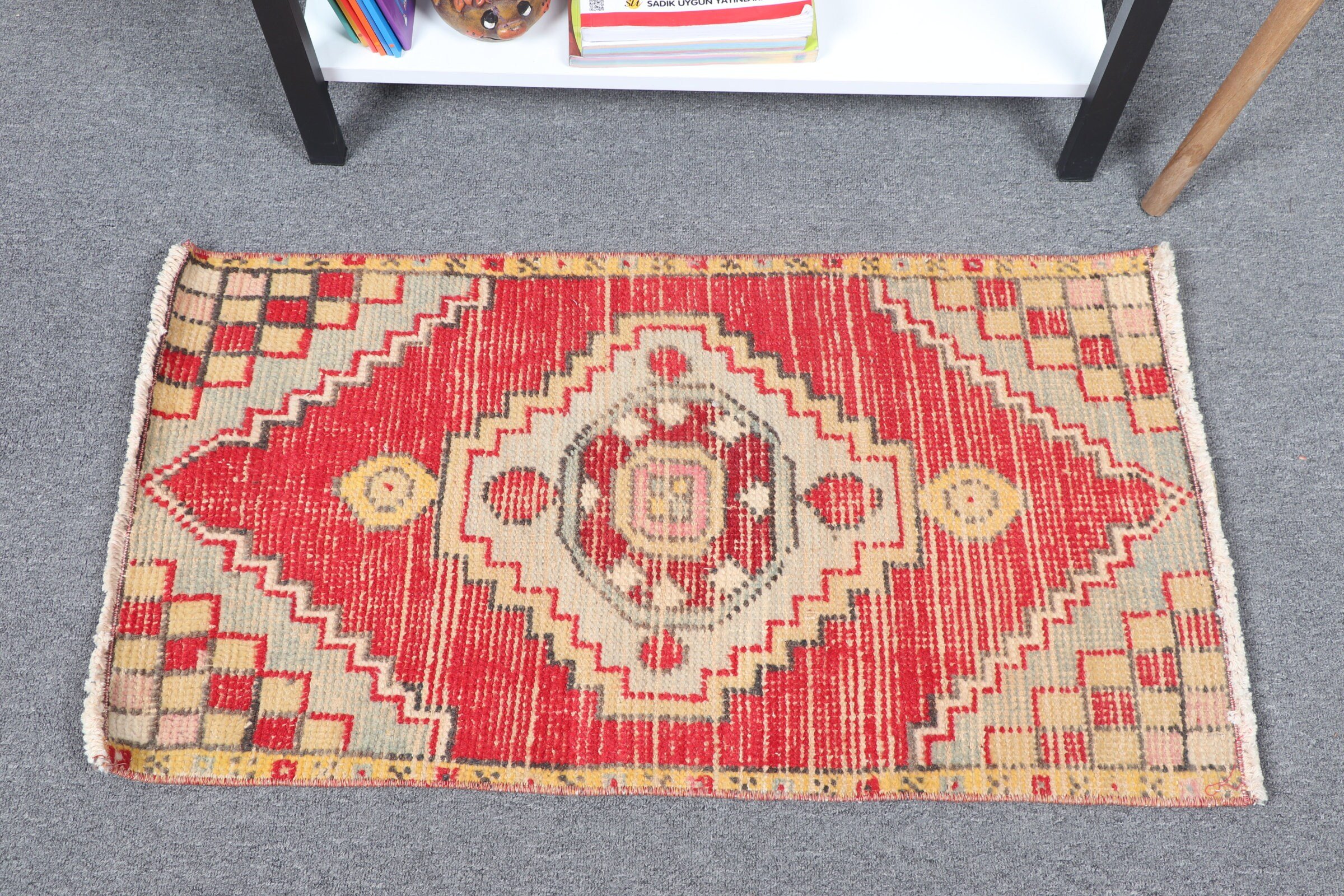 Cute Rug, Bath Rug, Vintage Rugs, Floor Rug, Red Bedroom Rug, 1.6x2.8 ft Small Rug, Oushak Rugs, Entry Rug, Turkish Rug, Rugs for Car Mat