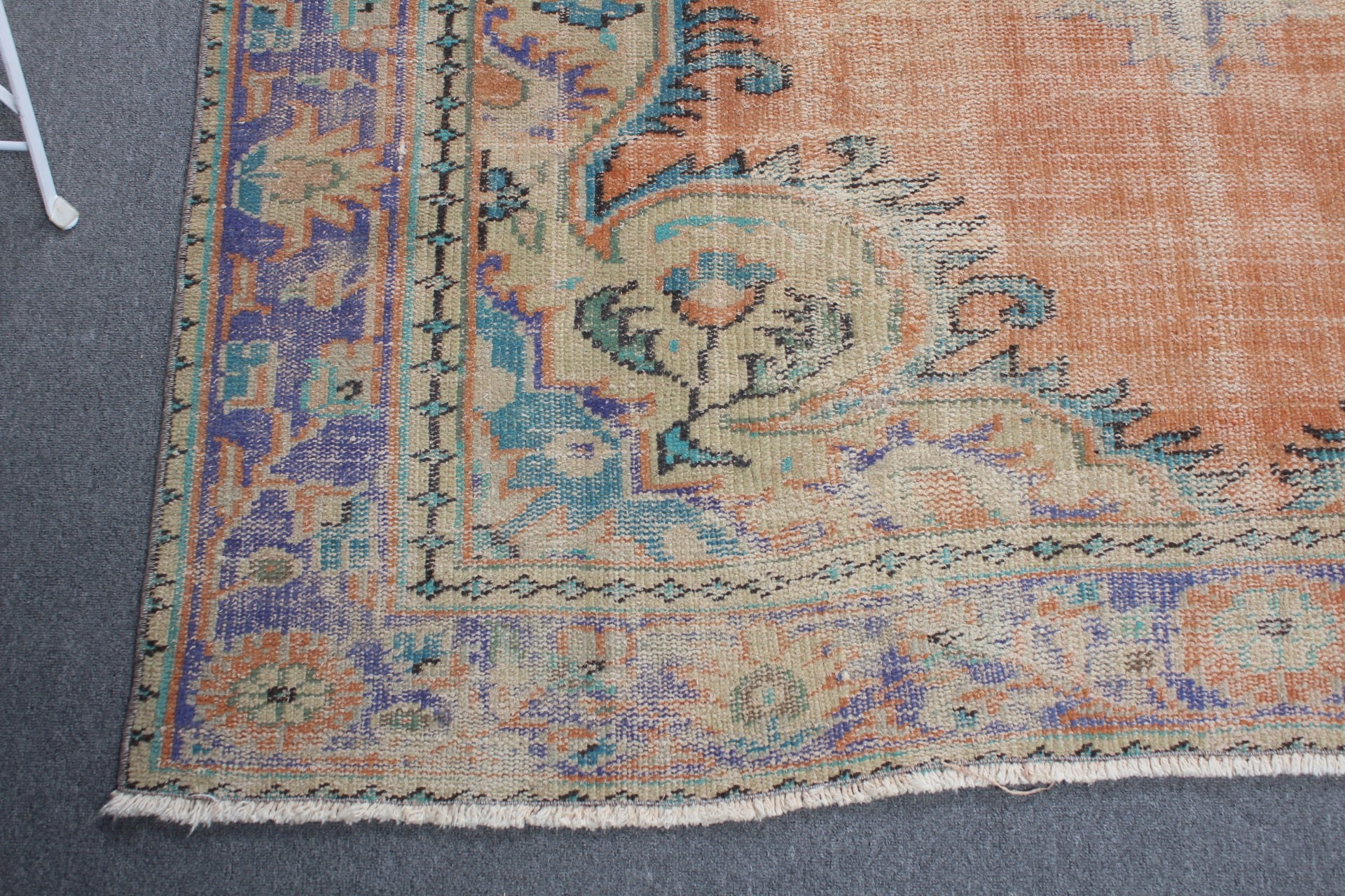 Dining Room Rug, Turkish Rug, Cute Rug, Anatolian Rug, Orange Home Decor Rug, Vintage Rugs, Salon Rug, 6.1x8.4 ft Large Rug