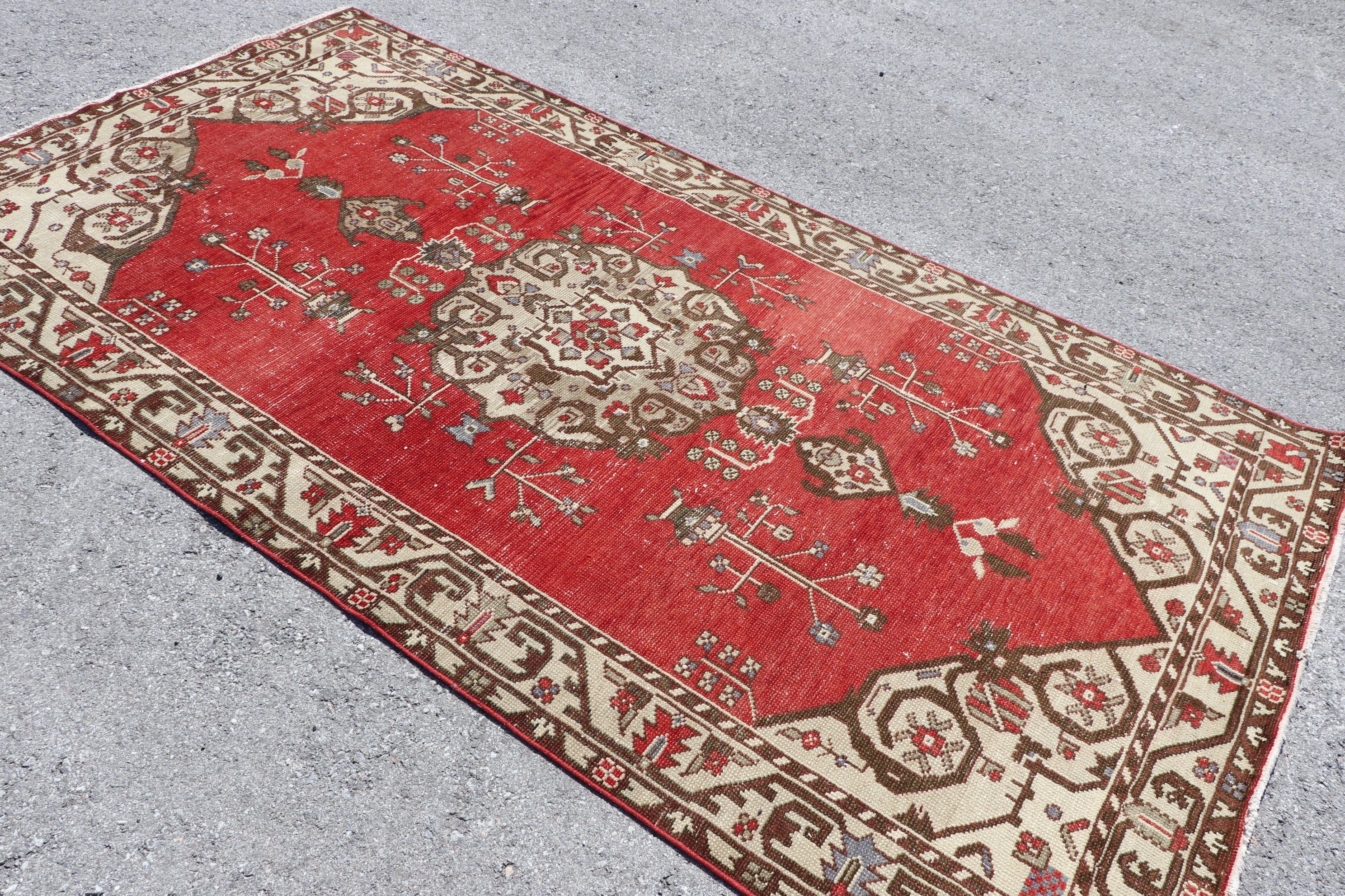 Art Rug, Turkish Rug, Antique Rugs, 4.7x8.8 ft Large Rugs, Dining Room Rug, Red Home Decor Rug, Living Room Rugs, Oriental Rug, Vintage Rug