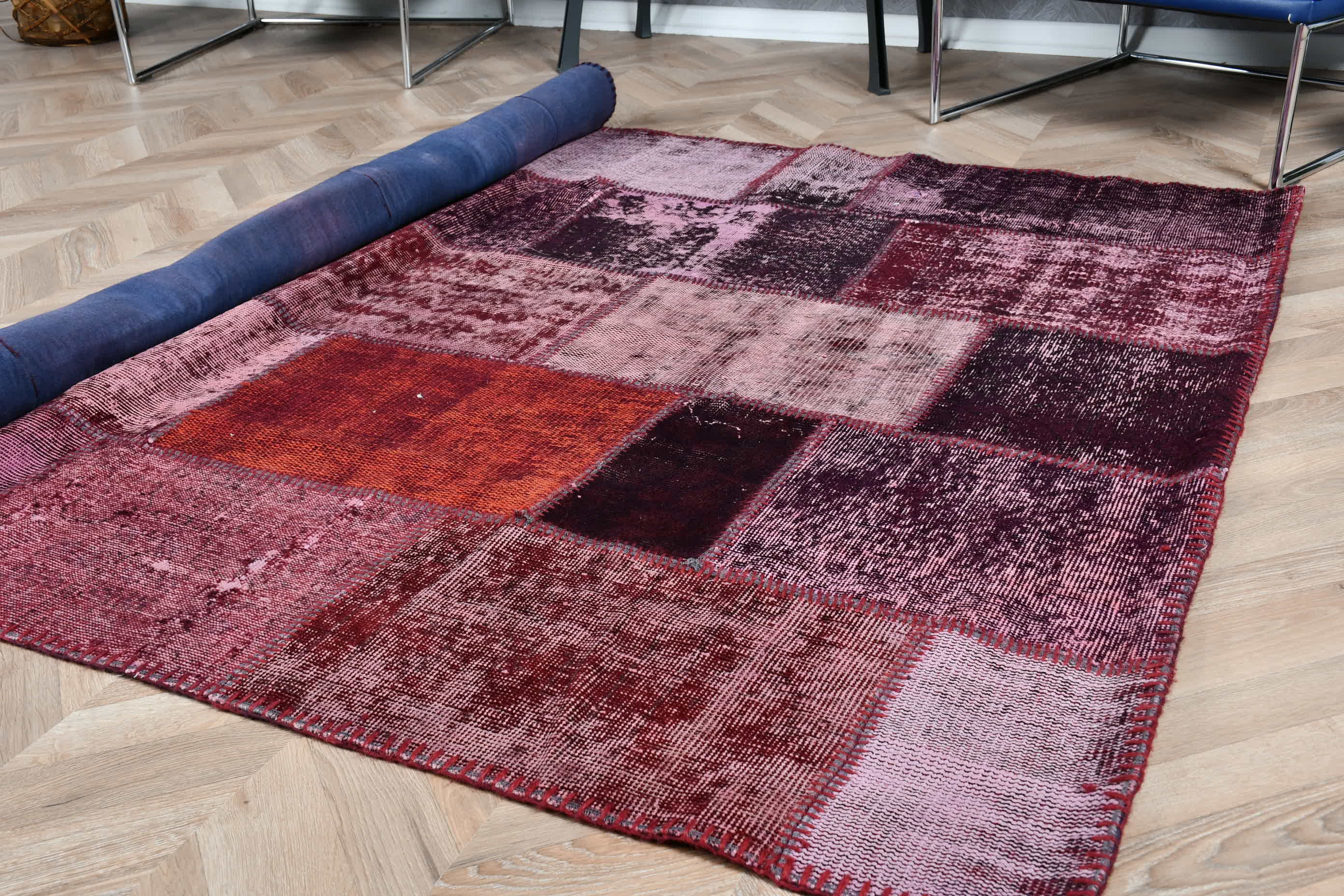 Purple Antique Rug, Vintage Rugs, Kitchen Rug, 5.6x7.6 ft Large Rug, Old Rug, Turkish Rug, Bedroom Rug, Dining Room Rug