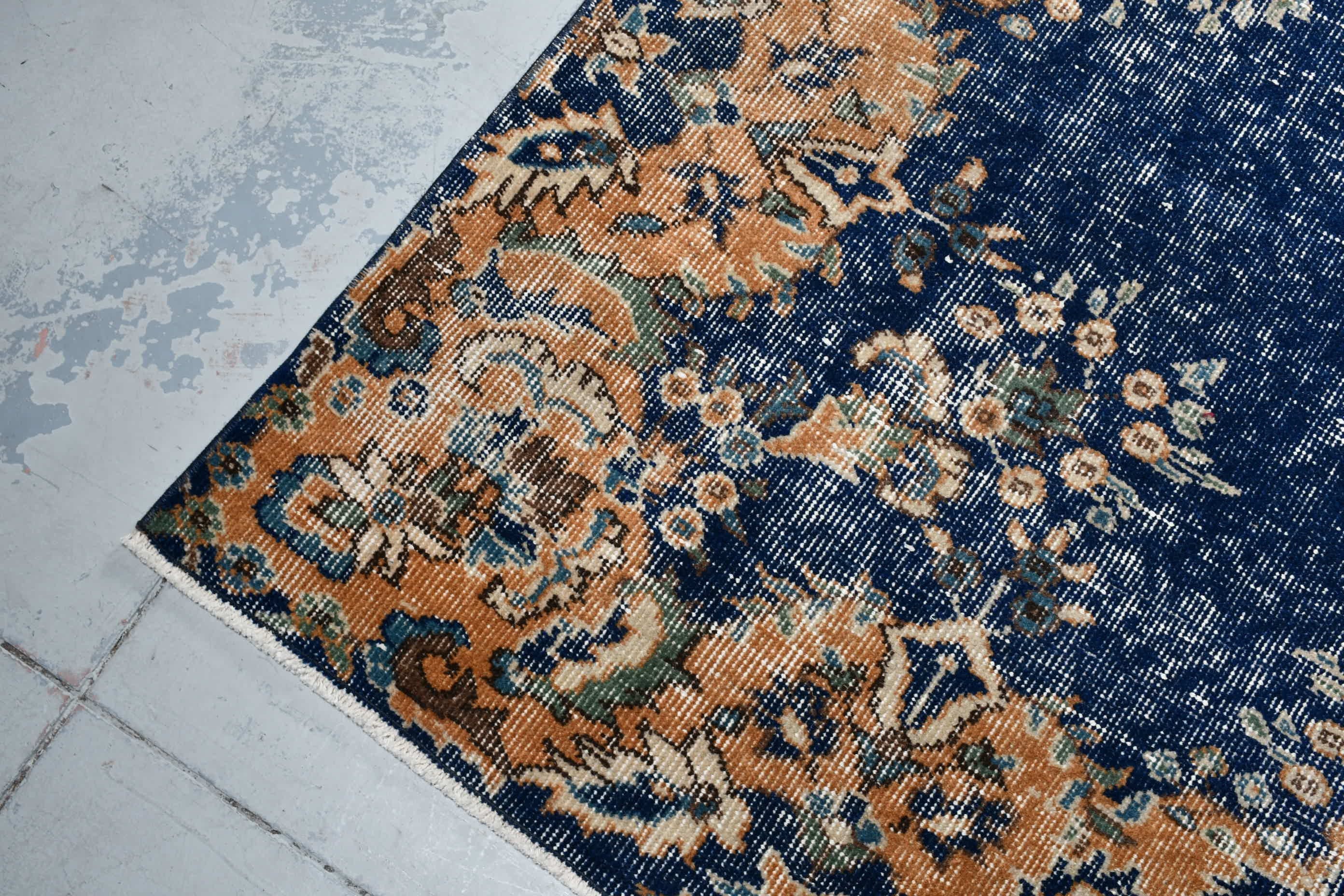 Turkish Rug, Office Rugs, Salon Rug, Anatolian Rug, Bedroom Rug, Blue Oriental Rugs, Moroccan Rugs, Vintage Rug, 6.8x10.2 ft Large Rug