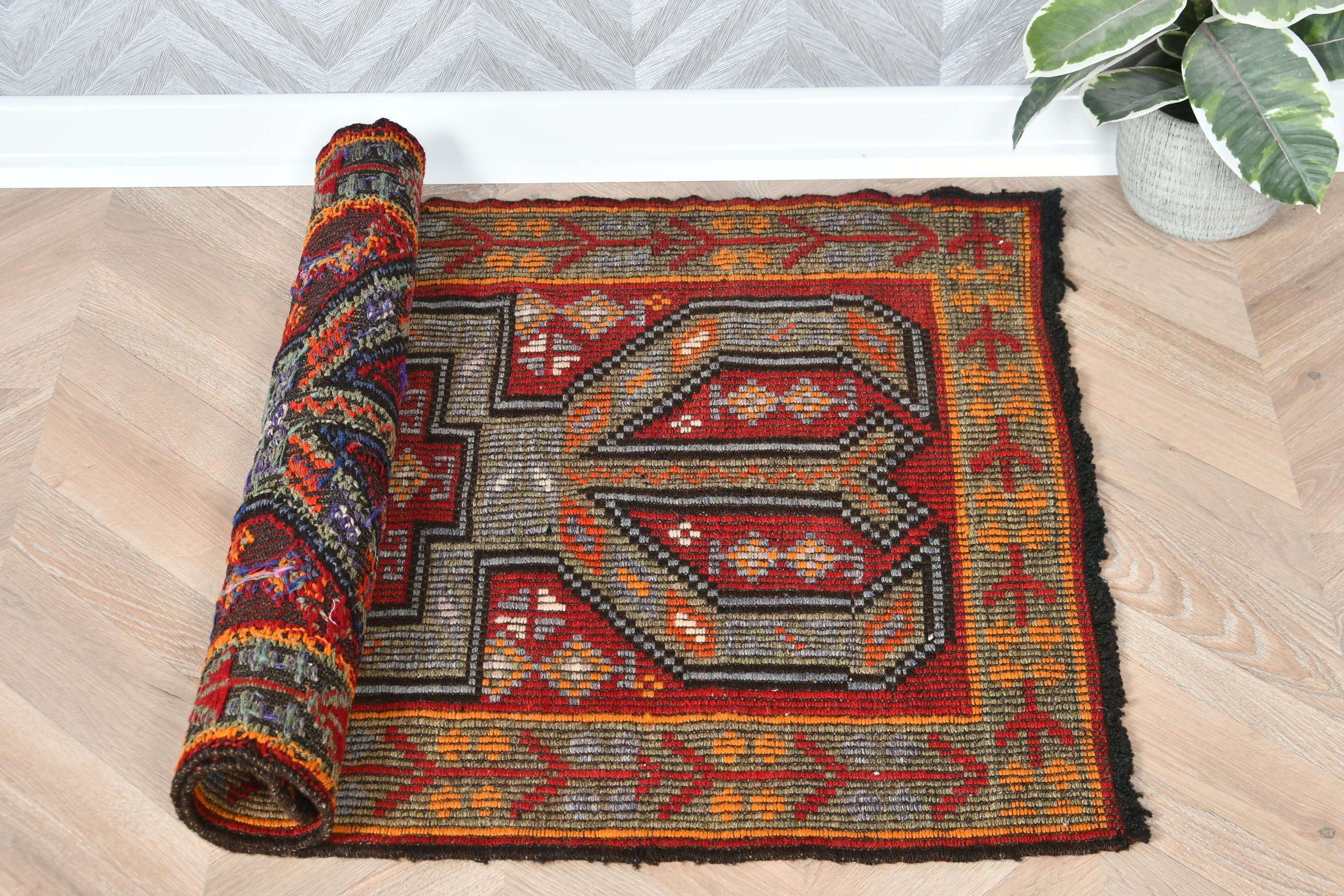 Wall Hanging Rug, Vintage Rug, Red Moroccan Rug, Boho Rug, Turkish Rug, Floor Rug, 2.4x3.3 ft Small Rug, Bedroom Rugs, Bathroom Rugs