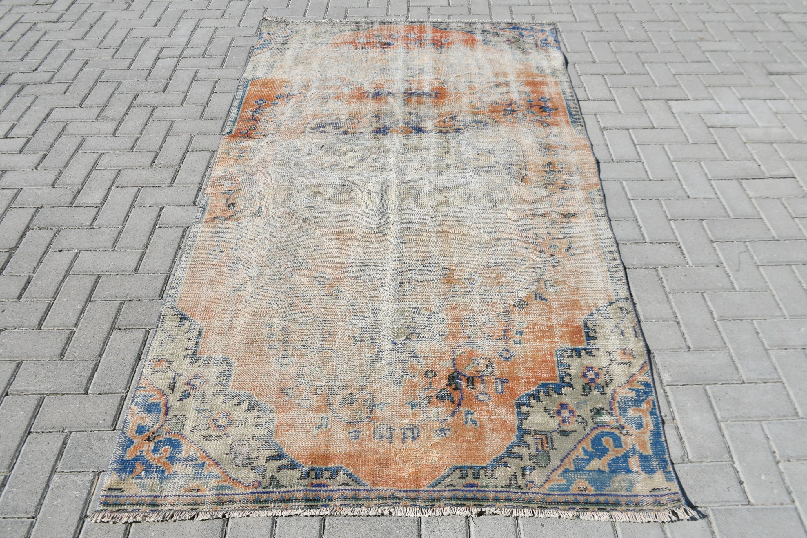 Sevimli Halı, Boho Bölge Halısı Halıları, 4,5x7,6 ft Alan Halıları, Mavi Zemin Halıları, Vintage Halı, İç Mekan Halıları, Oryantal Halı, Türk Halısı, Fas Halısı