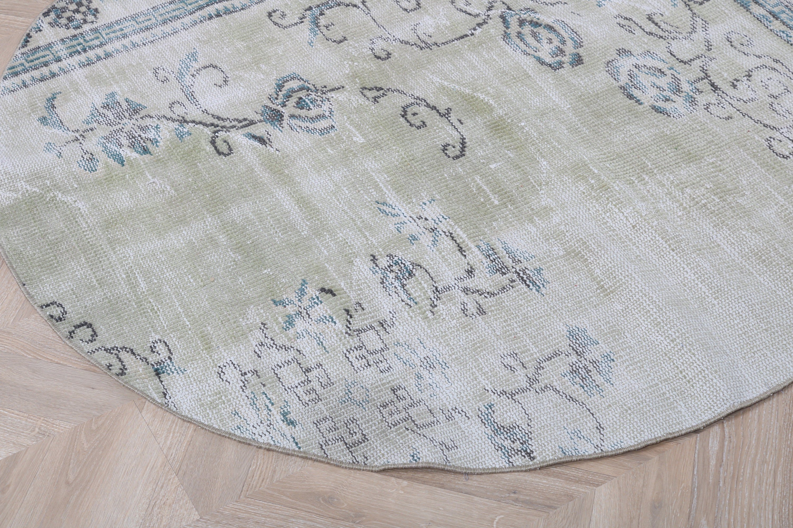 Wool Rugs, Decorative Rugs, Green Floor Rug, Vintage Rugs, Turkish Rug, Bedroom Rug, 4.4x4.4 ft Accent Rugs, Neutral Rug, Rugs for Bedroom