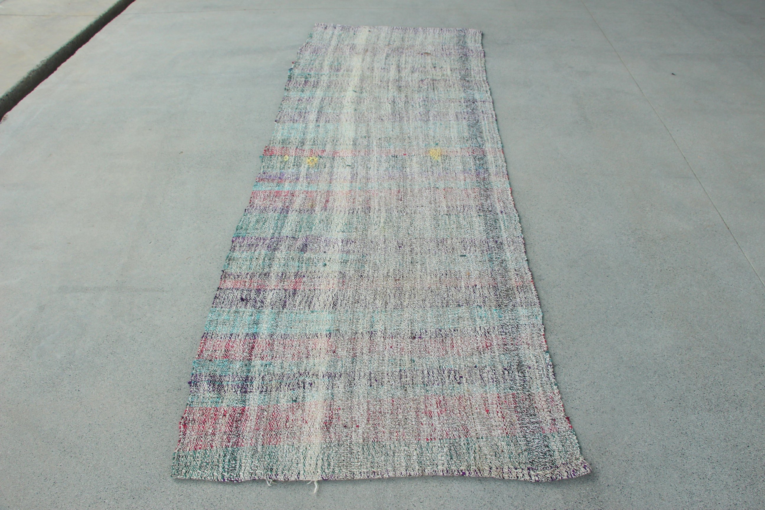 Merdiven Halısı, Etnik Halı, Yün Halı, 3.1x9.5 ft Runner Halısı, Vintage Halı, Beyaz Fas Halıları, Nötr Halı, Beni Ourain Runner Halısı, Türk Halıları