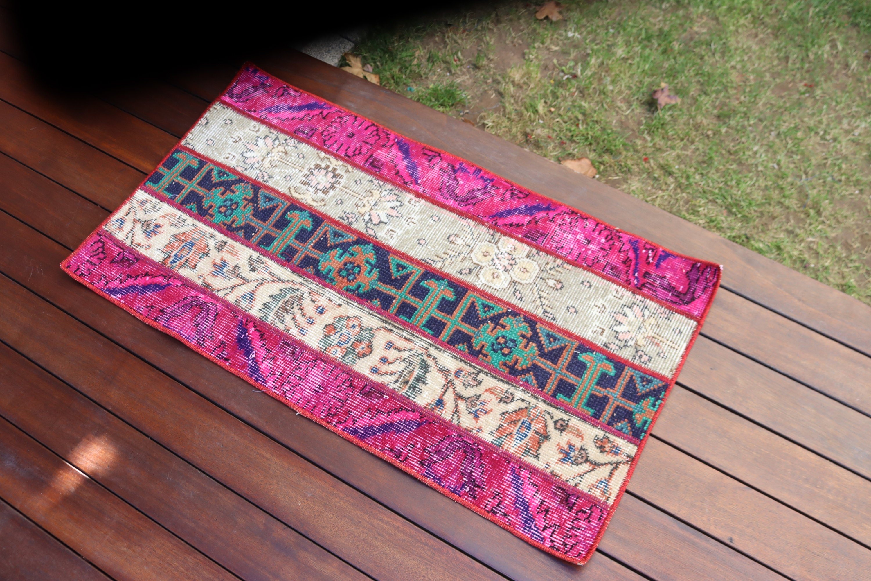 Pembe 1.7x3.1 ft Küçük Halı, Küçük Vintage Halılar, Ev Dekorasyonu Halısı, Küçük Boho Halısı, Vintage Halılar, Boho Halısı, Türk Halıları