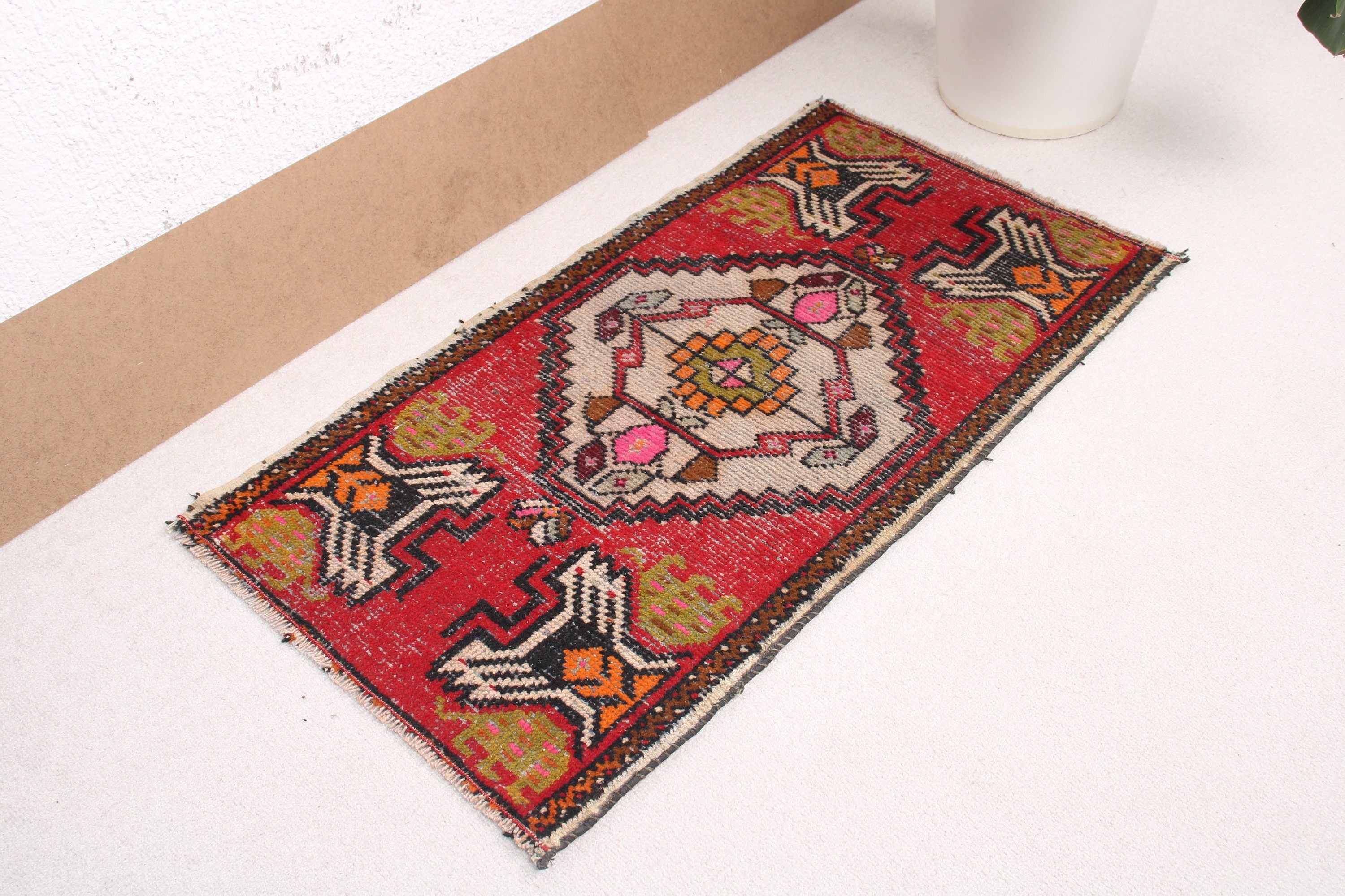 Turkish Rugs, Red Home Decor Rugs, Small Area Rug, Kitchen Rugs, Aztec Rug, 1.7x3 ft Small Rug, Wall Hanging Rug, Vintage Rug, Oriental Rug