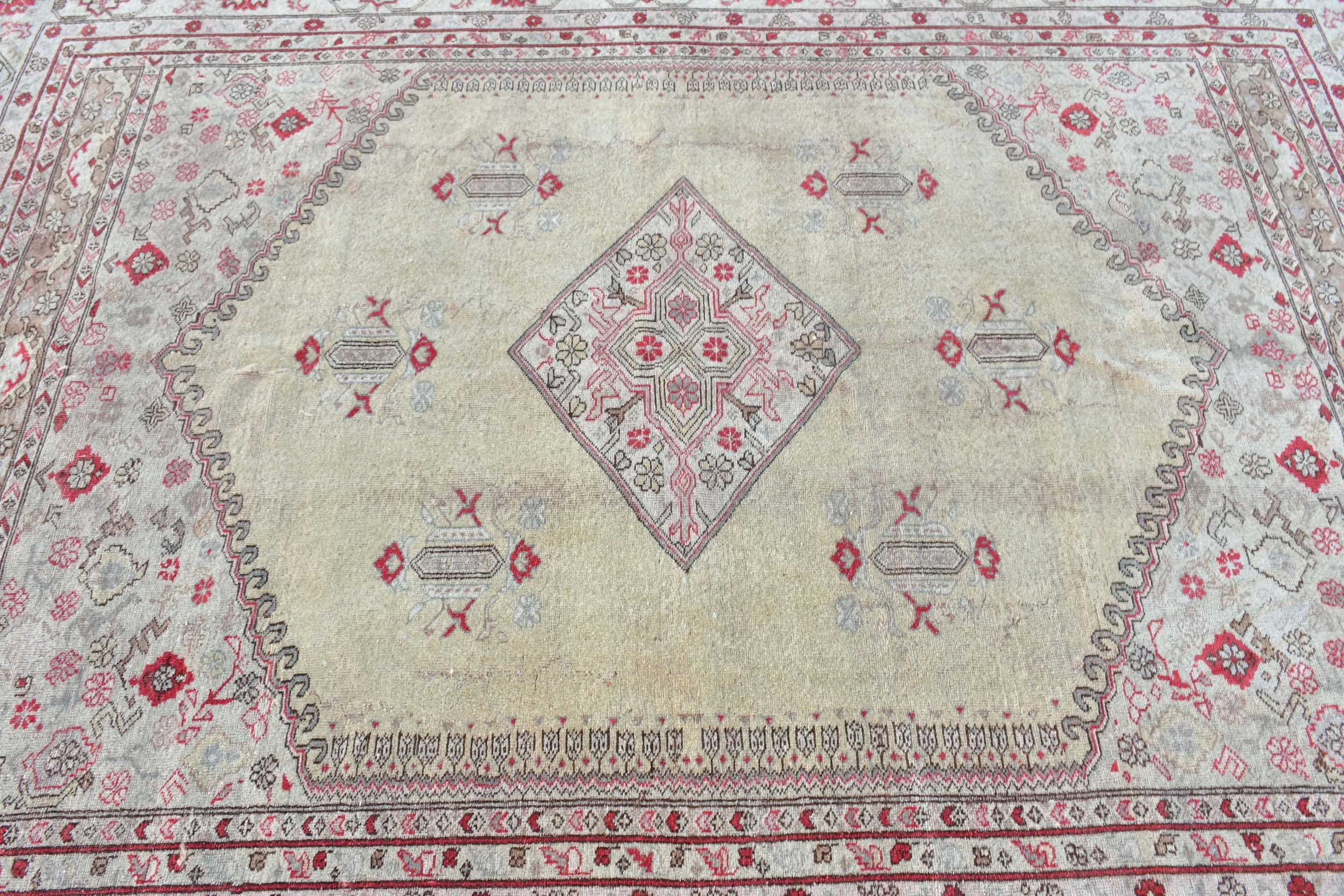 Turkish Rug, Cool Rug, Salon Rug, Vintage Rug, Living Room Rug, Beige Kitchen Rugs, Art Rugs, 6.4x8.9 ft Large Rugs, Antique Rug, Cute Rug