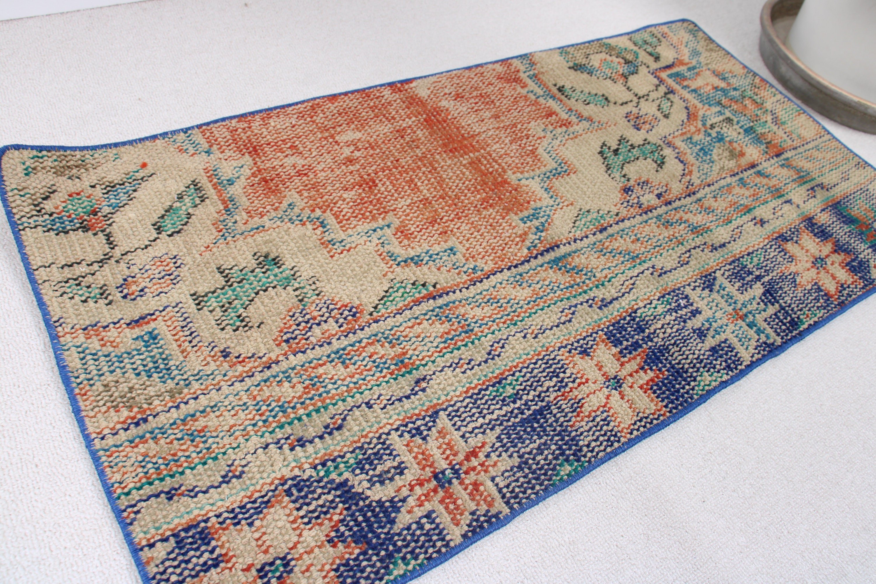 Geometric Rugs, Door Mat Rugs, Turkish Rugs, Orange Oriental Rug, 1.6x3.2 ft Small Rugs, Vintage Rugs, Boho Rug, Kitchen Rugs