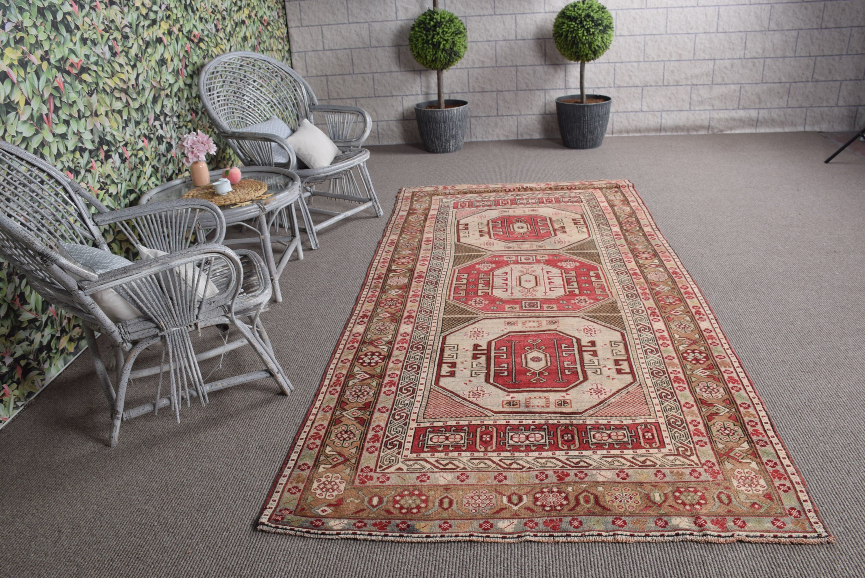 Vintage Rugs, Cool Rug, 4.6x9.6 ft Large Rug, Red Oriental Rug, Living Room Rug, Bedroom Rug, Natural Rug, Oriental Rugs, Turkish Rugs
