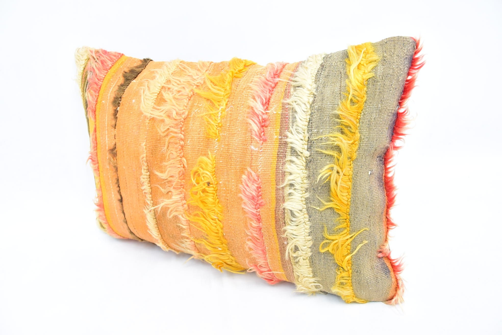 Vintage Throw Cushion, Accent Pillow, Vintage Pillow, Kilim Pillow, Gift Pillow, 16"x24" Orange Pillow Cover