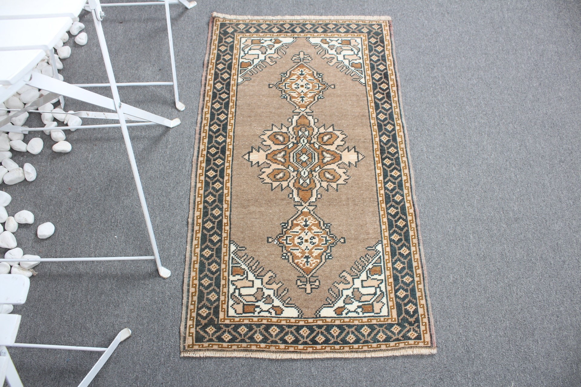 Kahverengi Fas Halısı, Türk Halısı, Havalı Halı, Vintage Halı, Ev Dekor Halısı, 1.9x3.3 ft Küçük Halı, Banyo Halıları, Giriş Halısı, Mutfak Halıları