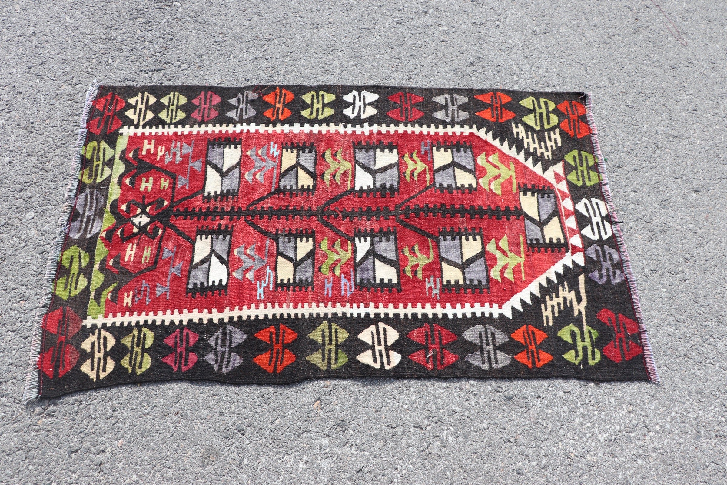 Türk Kilim, Banyo Kilim, Uşak Kilim, Duvar Kilim, Yatak odası Kilim, 77x125 cm Küçük Kilim, Kırmızı Zemin Kilim, Giriş Kilim, Ev Kilim