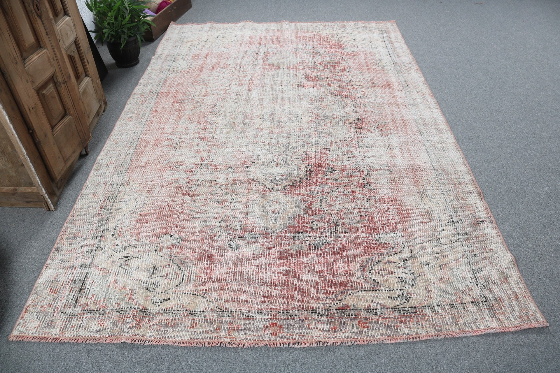 5.8x8.6 ft Large Rugs, Red Geometric Rugs, Vintage Rugs, Ethnic Rugs, Anatolian Rug, Dining Room Rugs, Turkish Rugs, Modern Rug, Salon Rugs