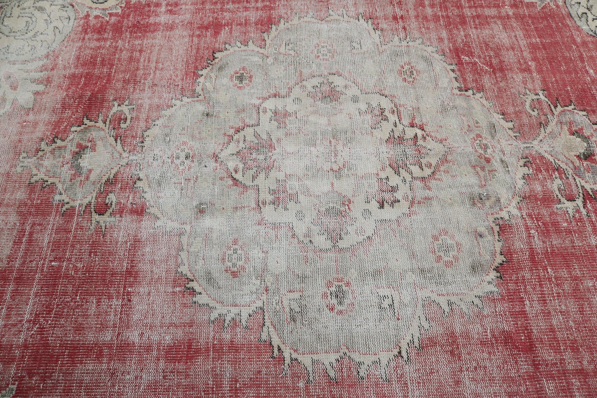 Oriental Rug, Home Decor Rugs, Turkish Rug, Large Vintage Rugs, Vintage Rugs, Large Oushak Rugs, Red Statement Rug, 6.2x10.1 ft Large Rugs