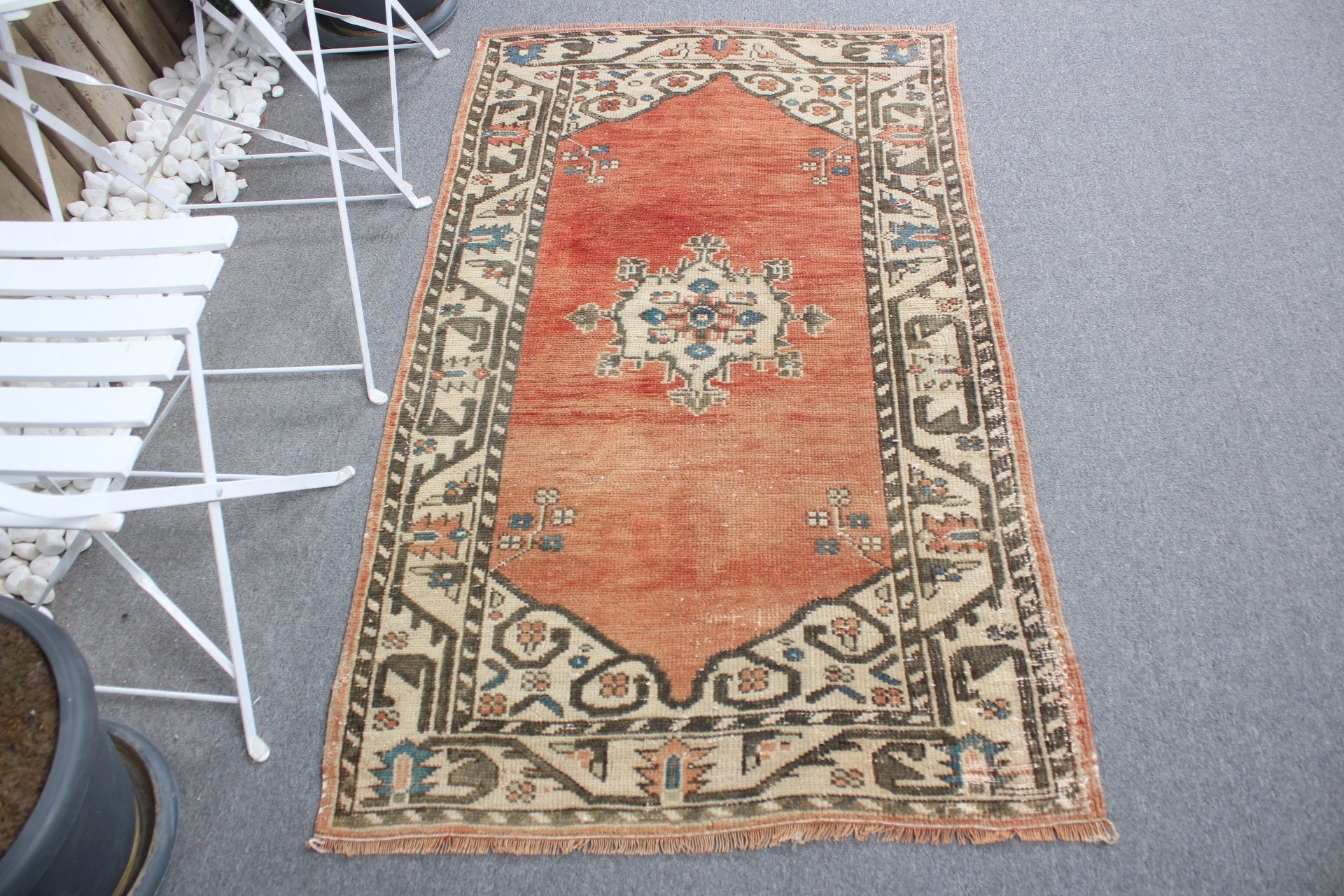 Vintage Rug, Rugs for Entry, Bedroom Rug, Turkish Rug, Pastel Rug, Entry Rugs, Red Oushak Rug, Cool Rug, 3x5.1 ft Accent Rugs, Kitchen Rug