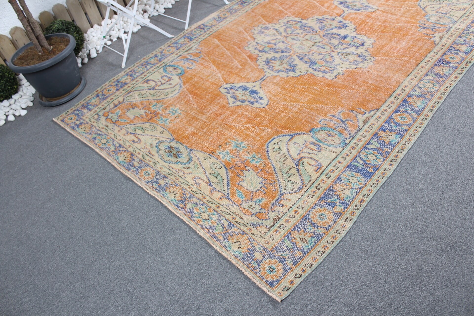 Orange Oushak Rug, Cool Rugs, Outdoor Rugs, Turkish Rug, Bedroom Rugs, Vintage Rugs, Moroccan Rugs, 5.7x8.9 ft Large Rugs, Salon Rug