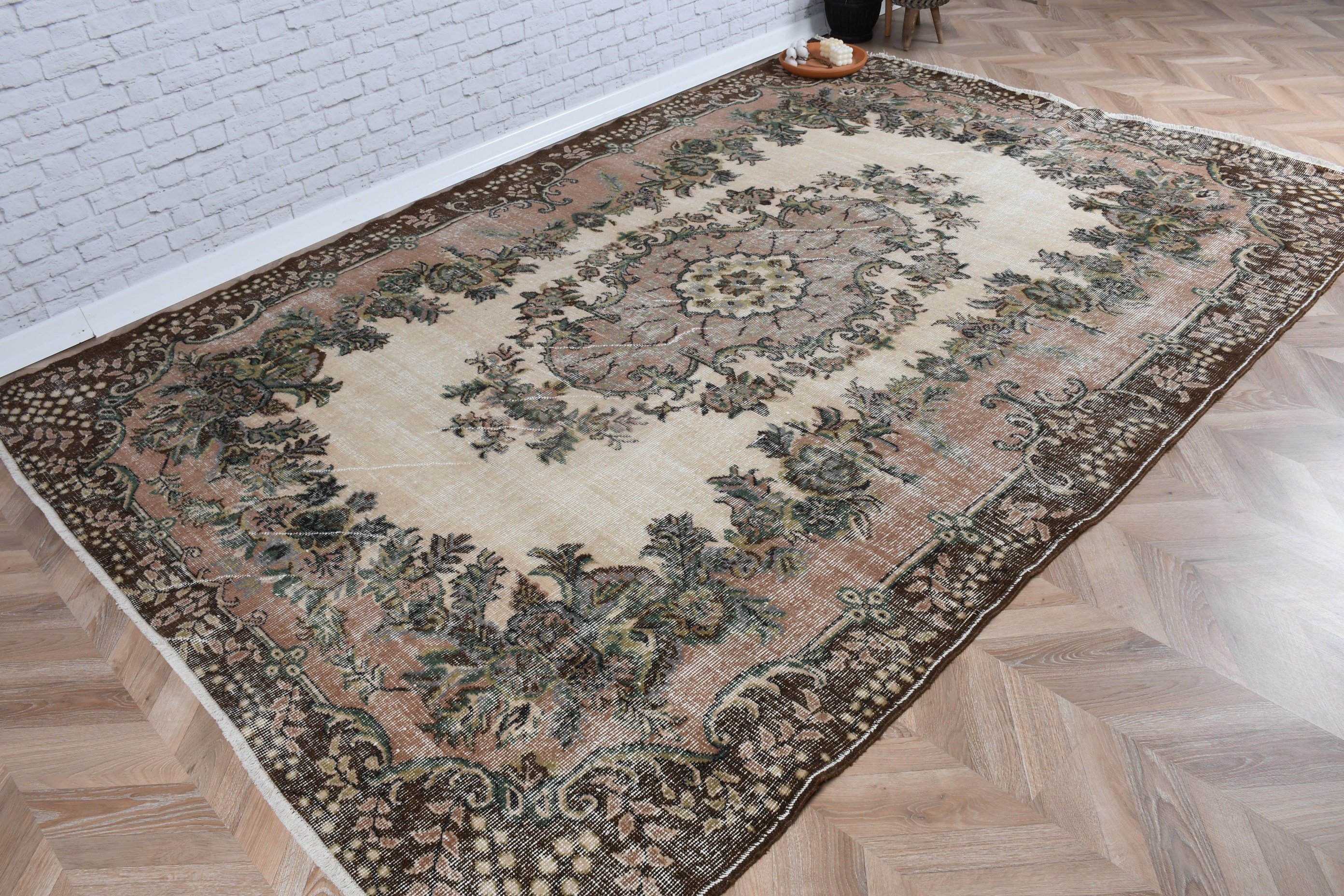 Living Room Rugs, Brown Flatweave Rugs, Turkish Rug, Large Vintage Rug, 6.6x9.6 ft Large Rugs, Modern Rugs, Luxury Rugs, Vintage Rugs