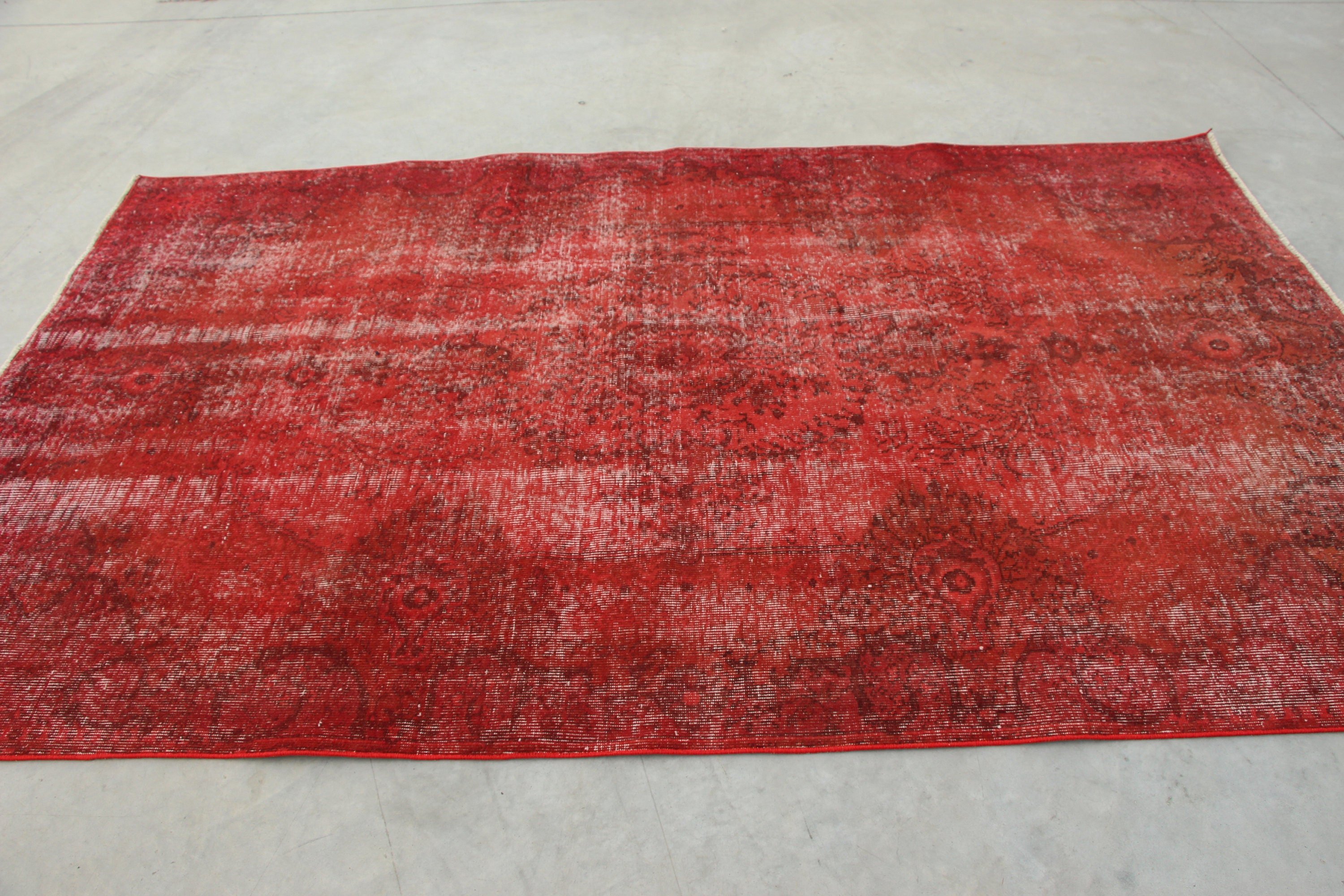 Red Wool Rugs, Turkish Rug, 5.4x8.9 ft Large Rug, Anatolian Rugs, Vintage Rug, Living Room Rugs, Salon Rug, Rugs for Salon, Kitchen Rugs