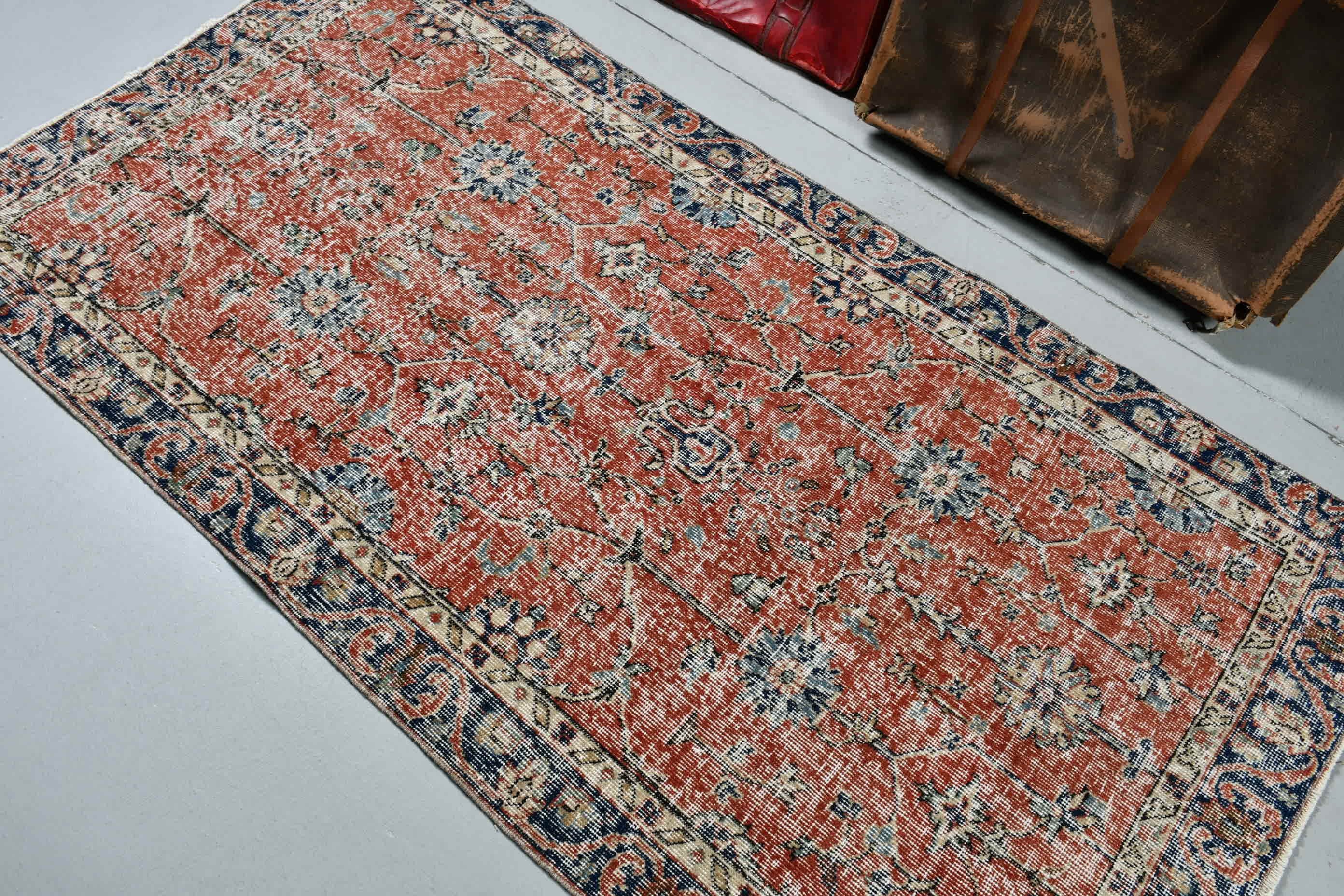 Vintage Rug, Bedroom Rug, Moroccan Rug, Nursery Rug, Rugs for Entry, Red Kitchen Rug, Turkish Rugs, 3.4x6.6 ft Accent Rugs