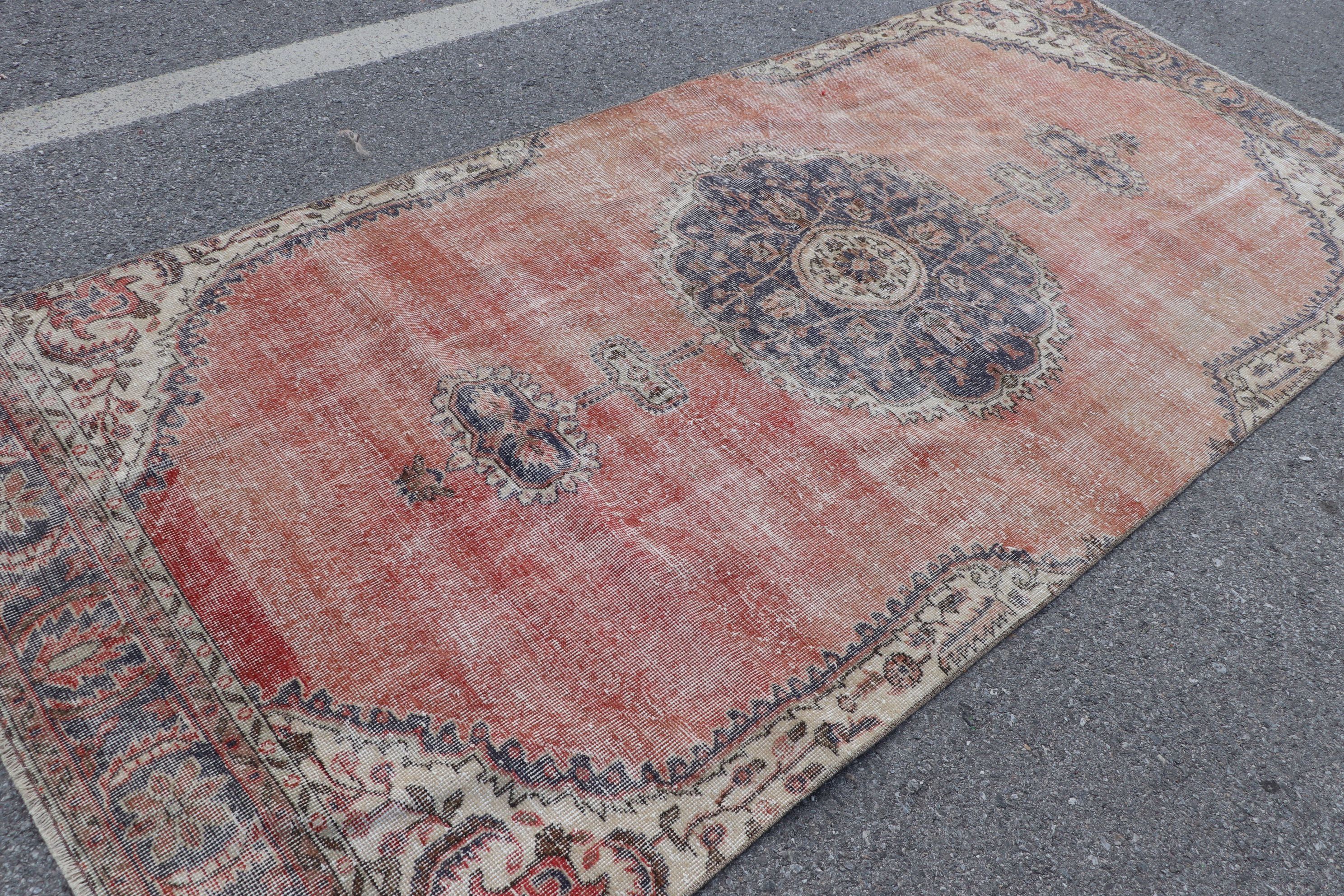 Living Room Rugs, Kitchen Rugs, Vintage Rug, 4.7x10.3 ft Large Rugs, Turkish Rug, Red Floor Rug, Bedroom Rug, Salon Rug, Vintage Decor Rug