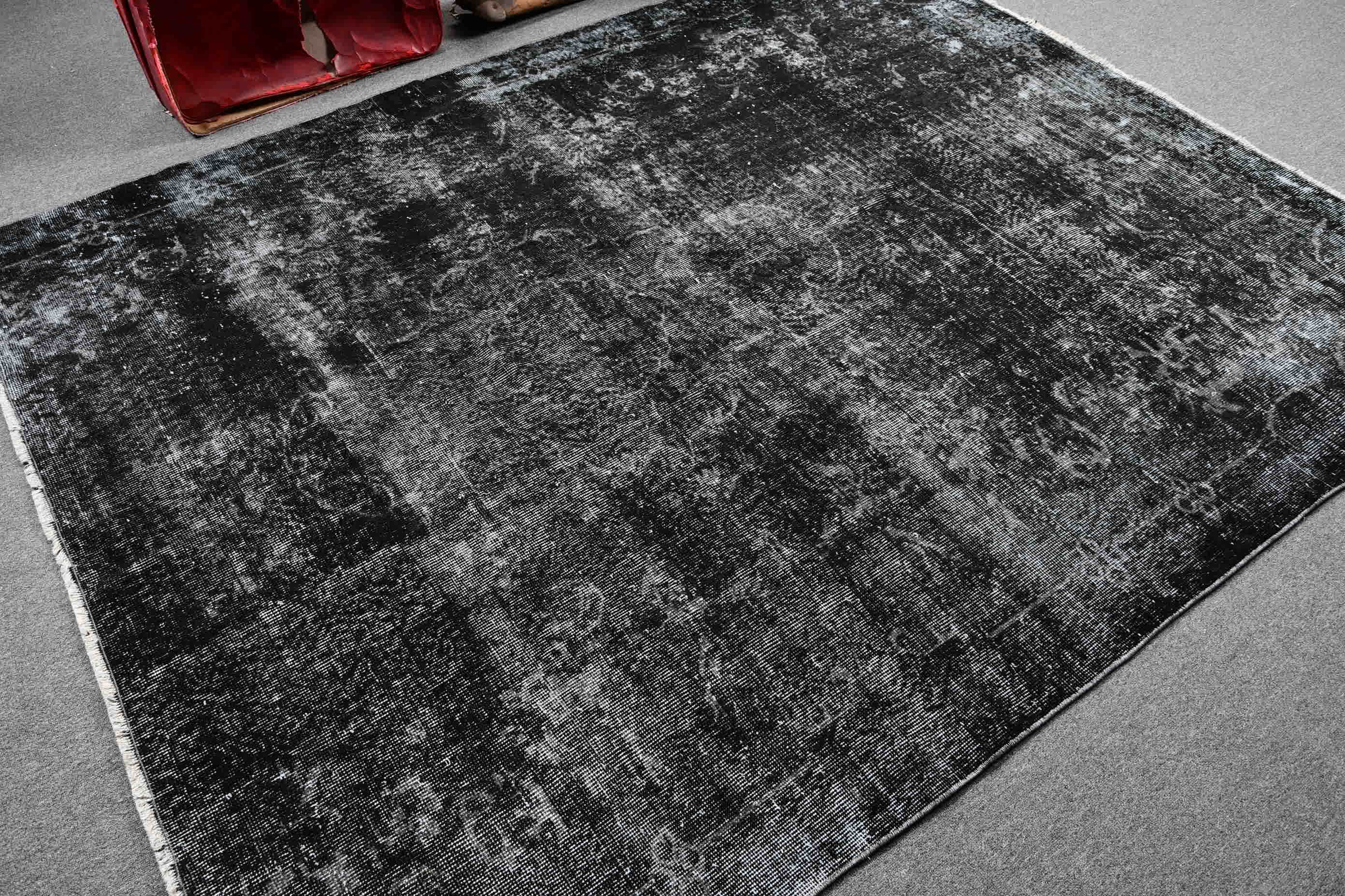 Black  6.2x8 ft Large Rugs, Kitchen Rug, Salon Rug, Rugs for Bedroom, Dining Room Rugs, Cool Rugs, Vintage Rug, Turkish Rug