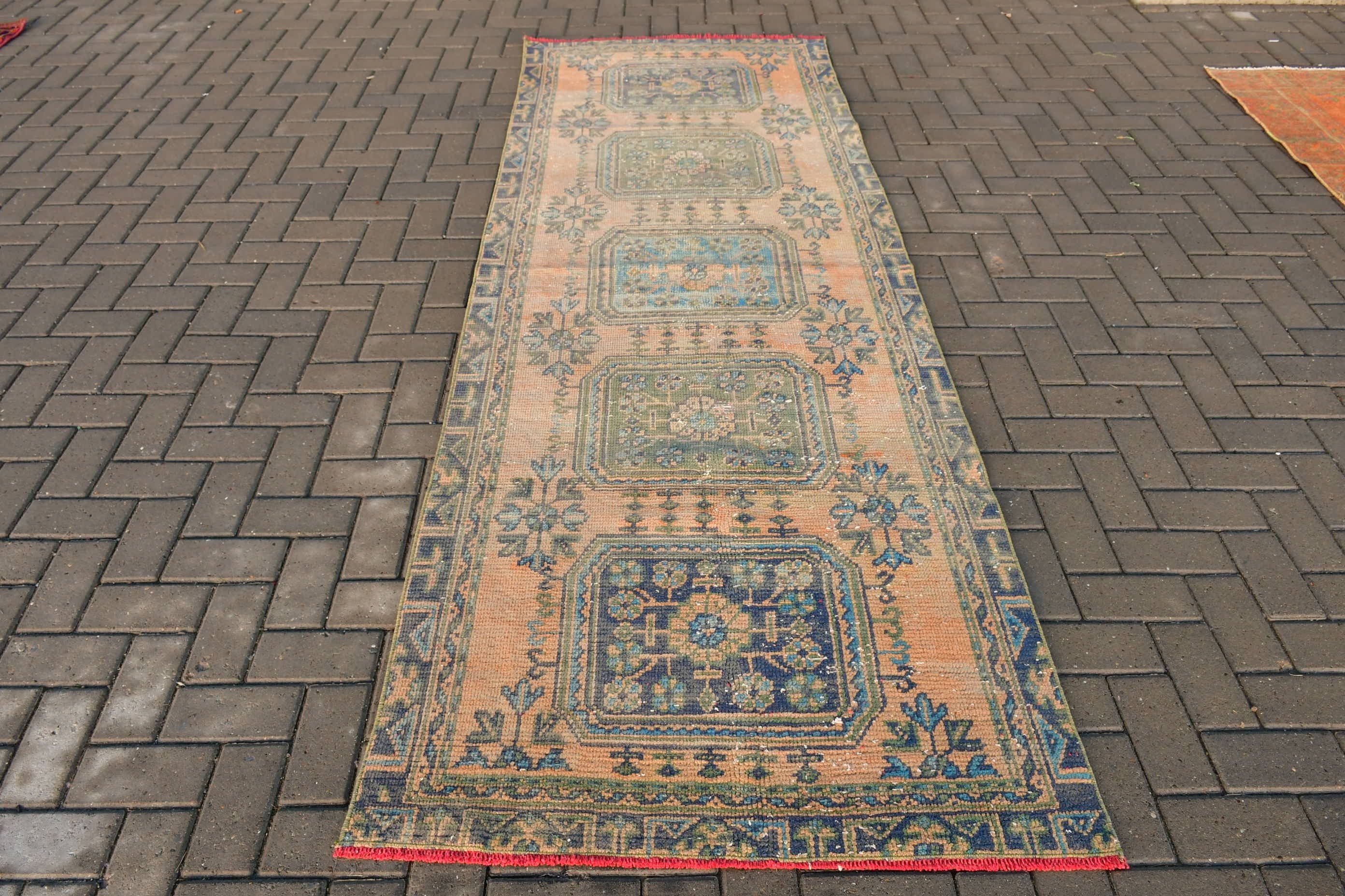 Oriental Rugs, Brown  3.4x9.7 ft Runner Rug, Turkey Rug, Turkish Rug, Kitchen Rug, Corridor Rugs, Vintage Rug, Floor Rugs