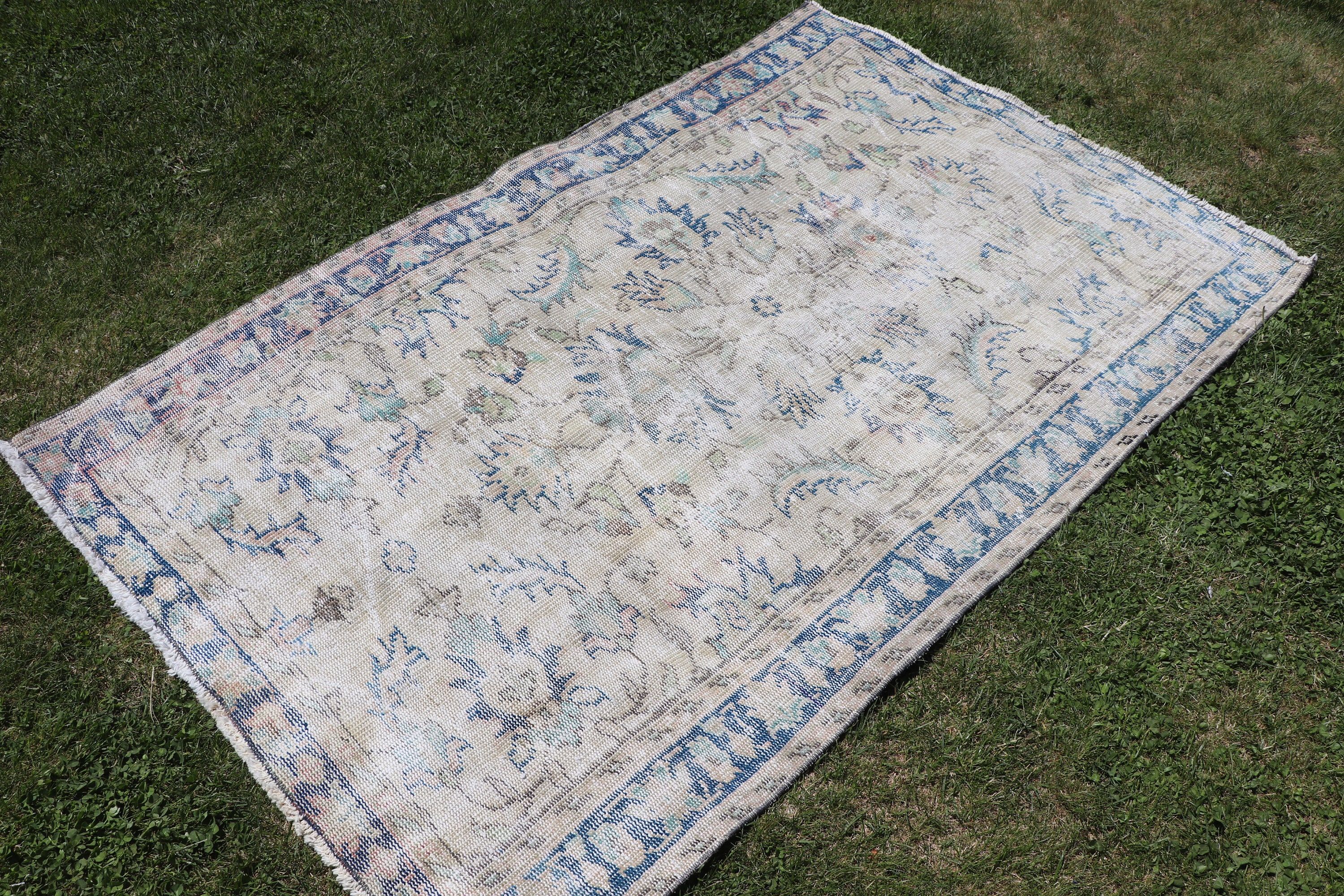 3.9x6 ft Accent Halılar, Yün Halı, Bej Modern Halılar, Boho Accent Halı, Lüks Halılar, Vintage Vurgulu Halılar, Türk Halıları, Vintage Halılar