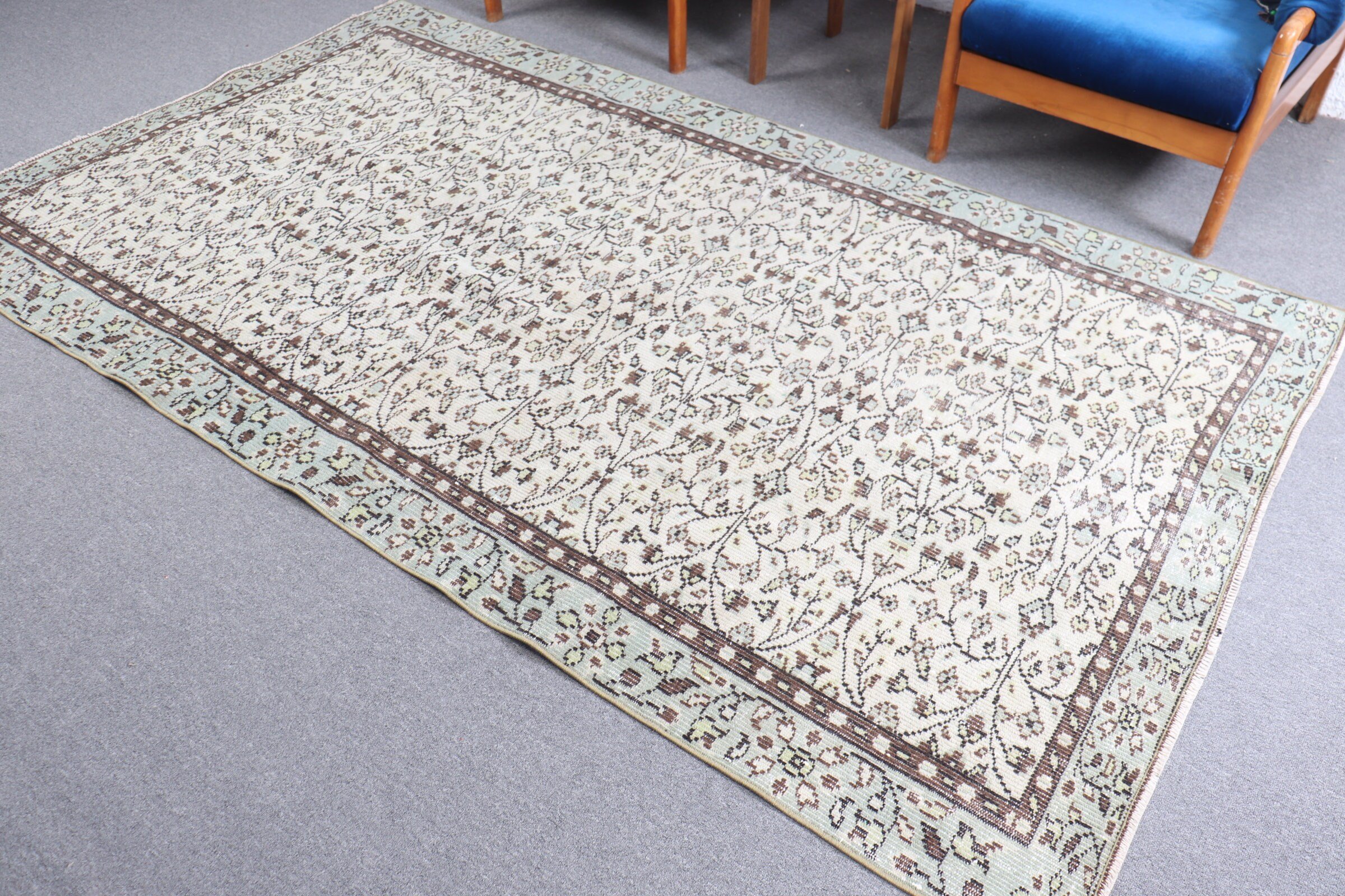 Living Room Rug, Cool Rugs, Turkish Rug, Vintage Rug, Art Rug, Dining Room Rug, Beige  5.1x8.8 ft Large Rug, Wool Rugs