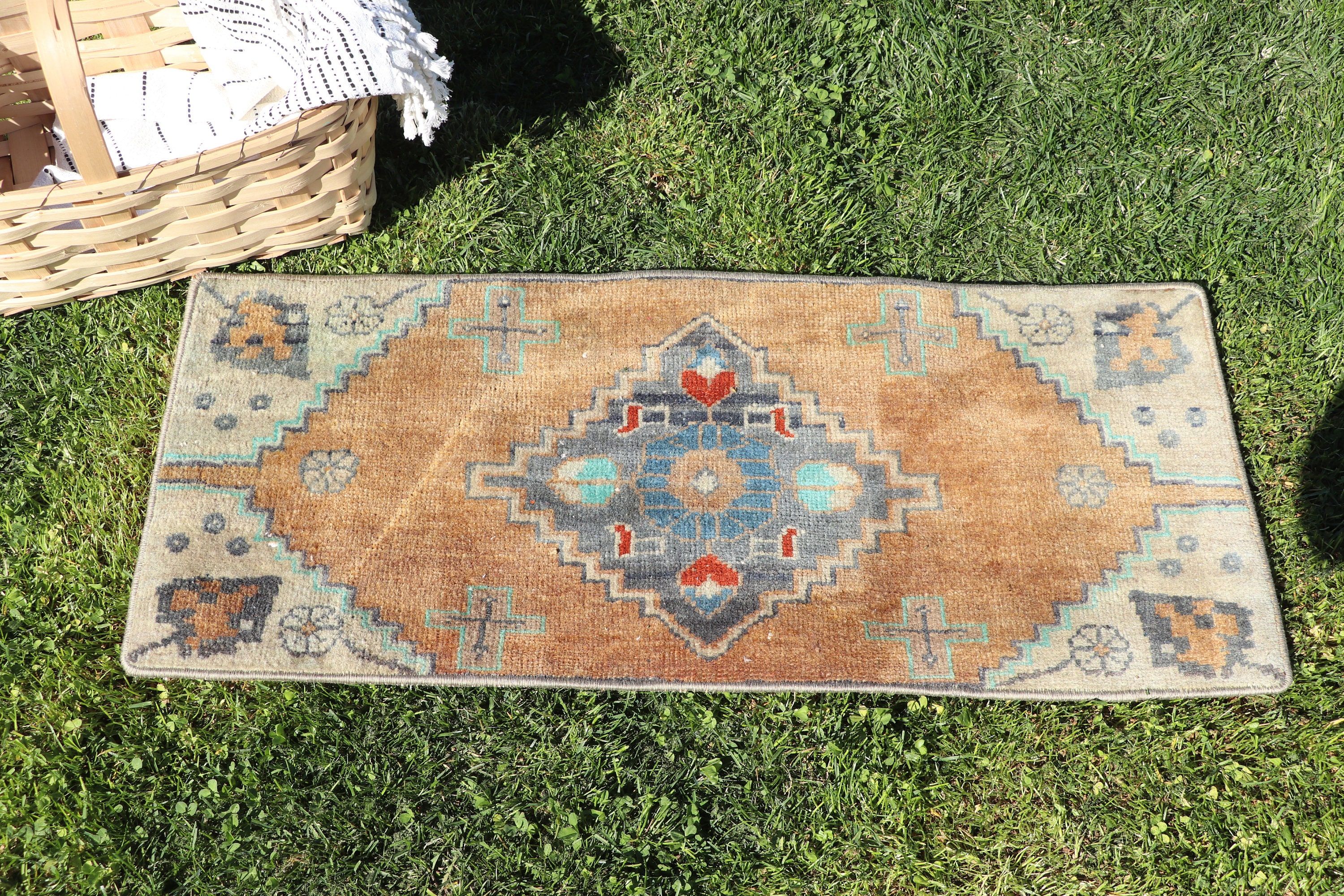 Outdoor Rugs, Vintage Rug, Turkish Rugs, Brown Luxury Rugs, Car Mat Rugs, 1.2x2.8 ft Small Rug, Antique Rugs, Boho Rugs, Small Vintage Rug