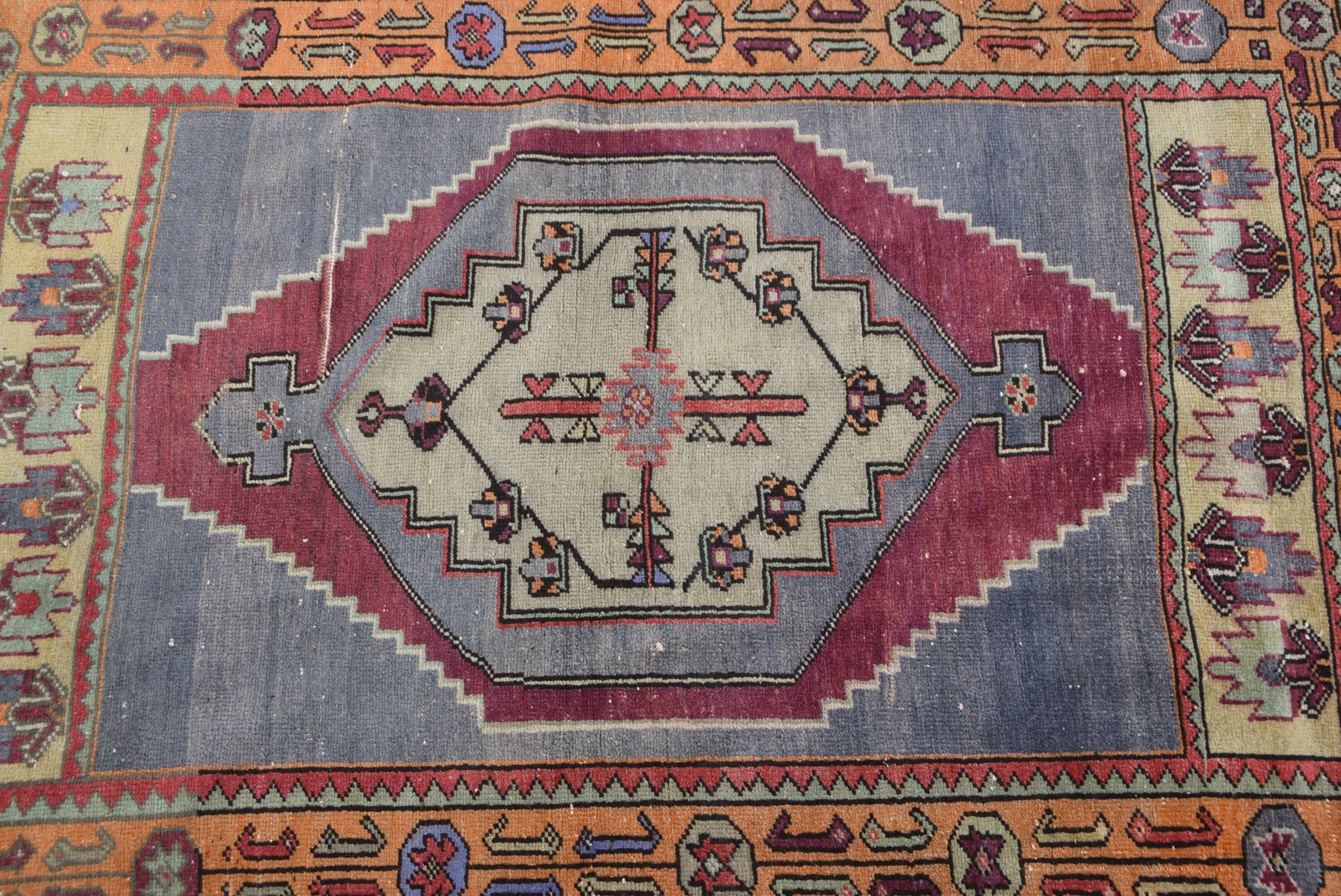 Orange Wool Rug, Nursery Rug, Vintage Rug, Anatolian Rugs, 3.4x4.7 ft Accent Rug, Wool Rugs, Rugs for Bedroom, Bedroom Rug, Turkish Rugs