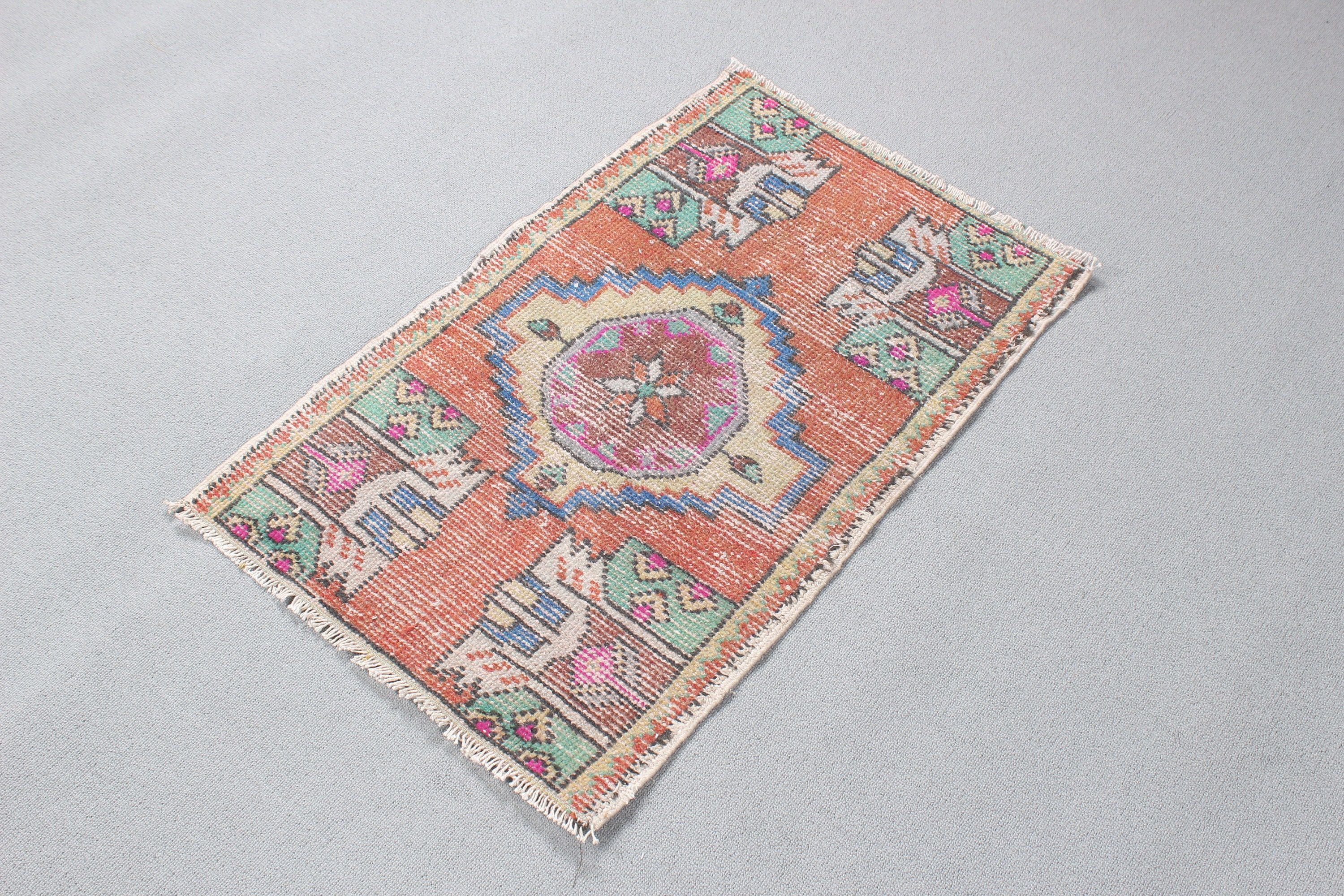 Oriental Rug, Handwoven Rug, 1.8x2.9 ft Small Rug, Turkish Rugs, Small Vintage Rugs, Vintage Rug, Orange Luxury Rug, Entry Rugs, Floor Rug