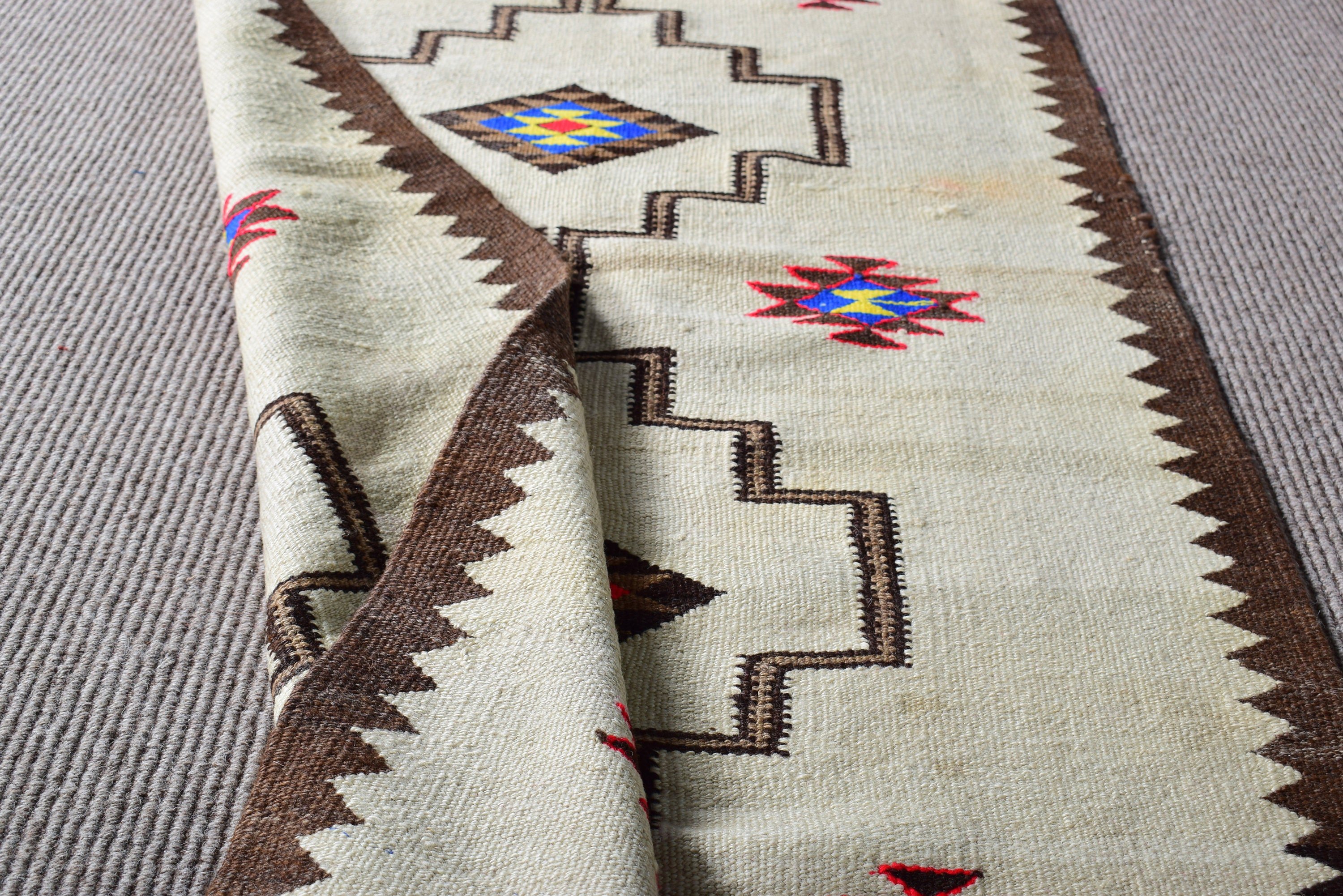 Mutfak Halısı, Türk Halıları, Bej Boho Halısı, Boho Halıları, Kilim, Vintage Halı, 2.7x7.2 ft Runner Halısı, Antika Halı, Vintage Runner Halıları