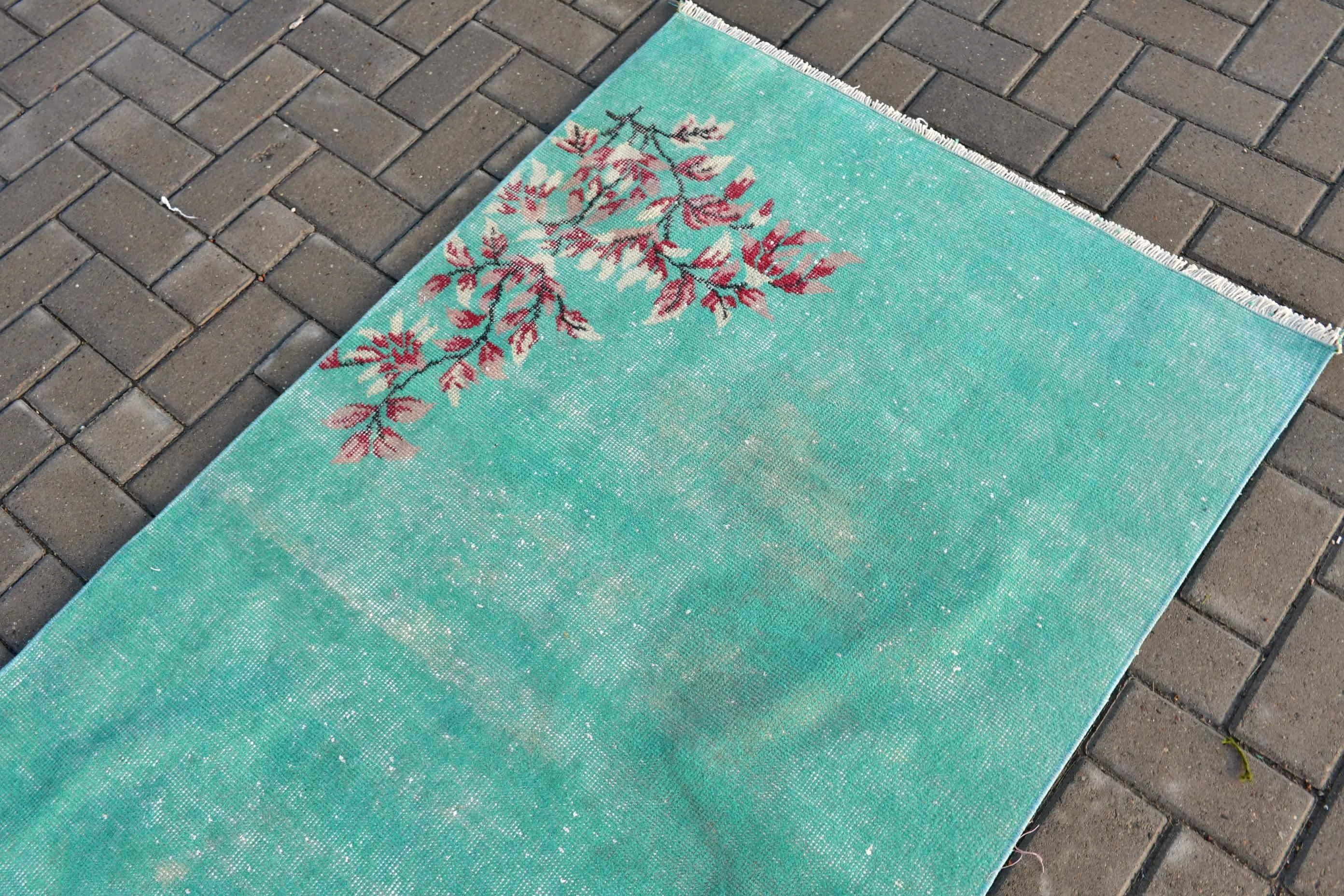 Turkish Rug, Entry Rugs, Rugs for Entry, Cool Rugs, 3.2x6.6 ft Accent Rug, Vintage Rugs, Bedroom Rug, Floor Rug, Green Kitchen Rugs