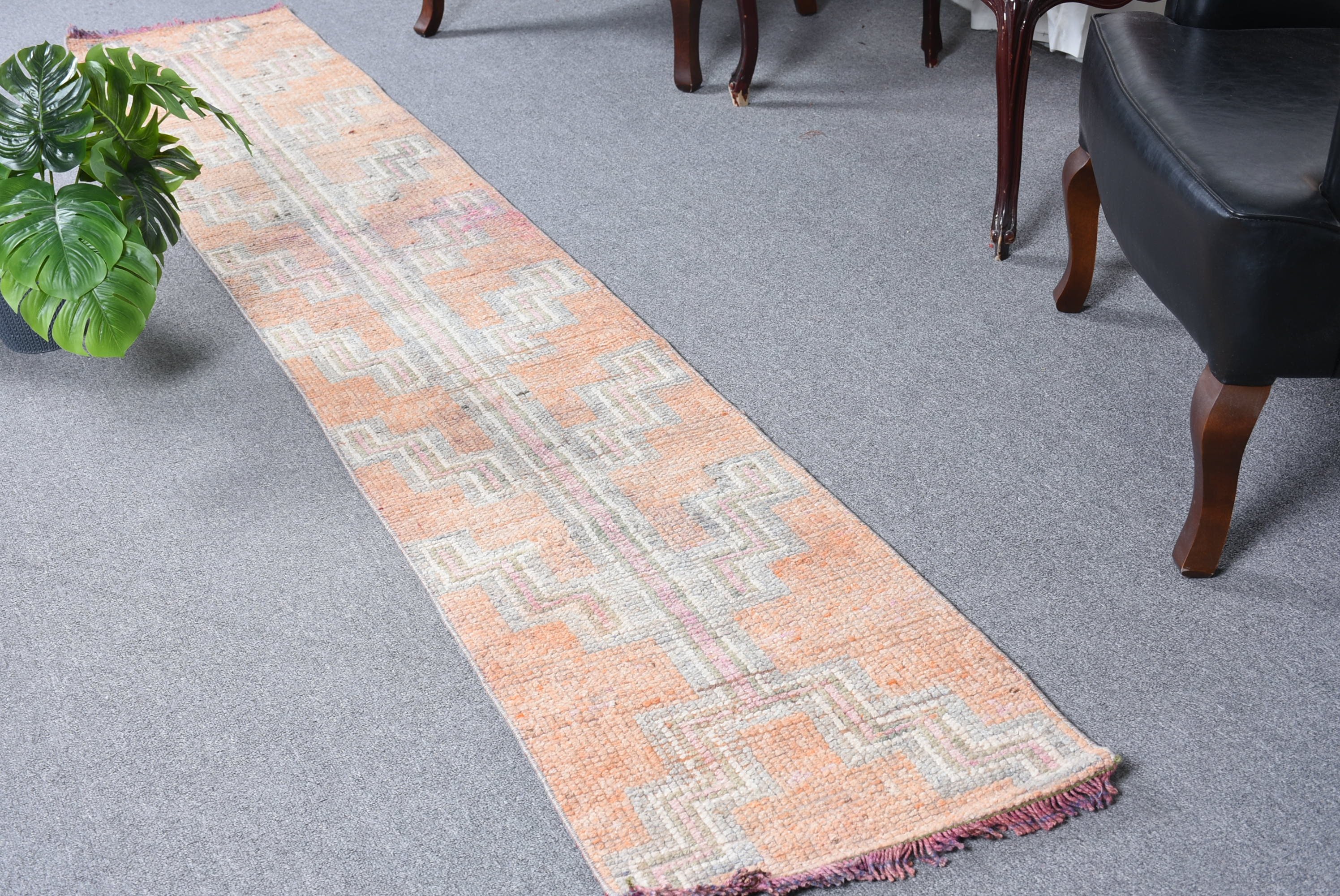 Orange Anatolian Rug, Rugs for Corridor, Vintage Rugs, Anatolian Rug, Corridor Rug, 1.7x9.5 ft Runner Rug, Turkish Rug, Kitchen Rugs