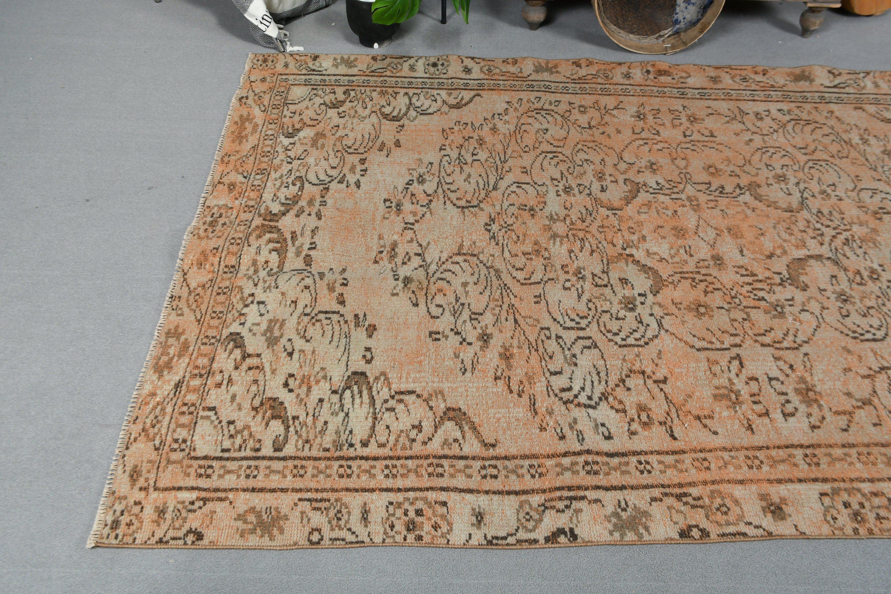 Turkish Rug, Vintage Rug, Cool Rug, Salon Rugs, 5.2x8.2 ft Large Rugs, Living Room Rugs, Orange Oriental Rug, Rugs for Salon, Antique Rugs