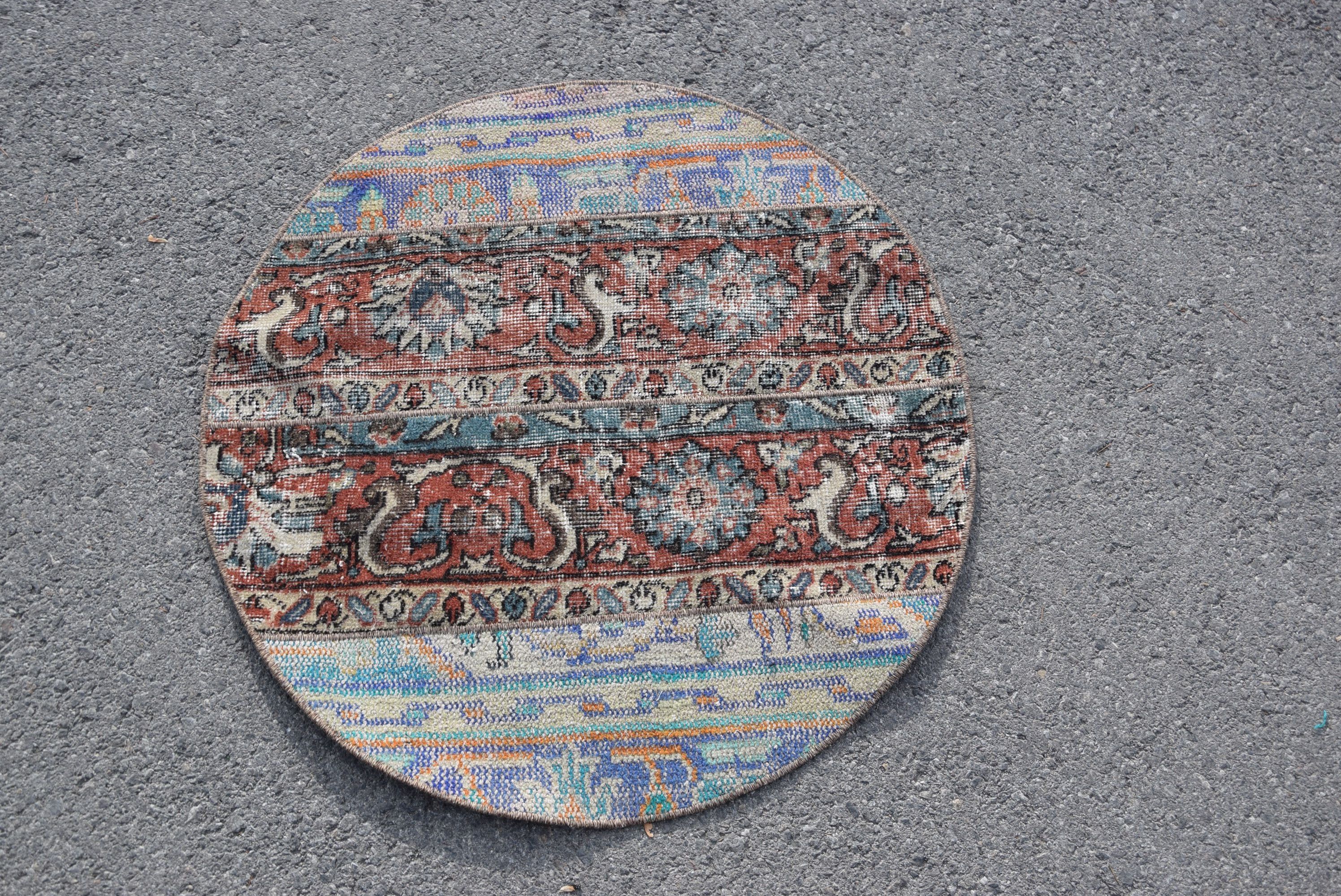 Türk Halısı, Paspas Halısı, Anadolu Halısı, Vintage Halı, Mavi Oryantal Halı, 2.7x2.7 ft Küçük Halılar, Banyo Halıları, Ev Dekorasyonu Halısı, Eski Halı