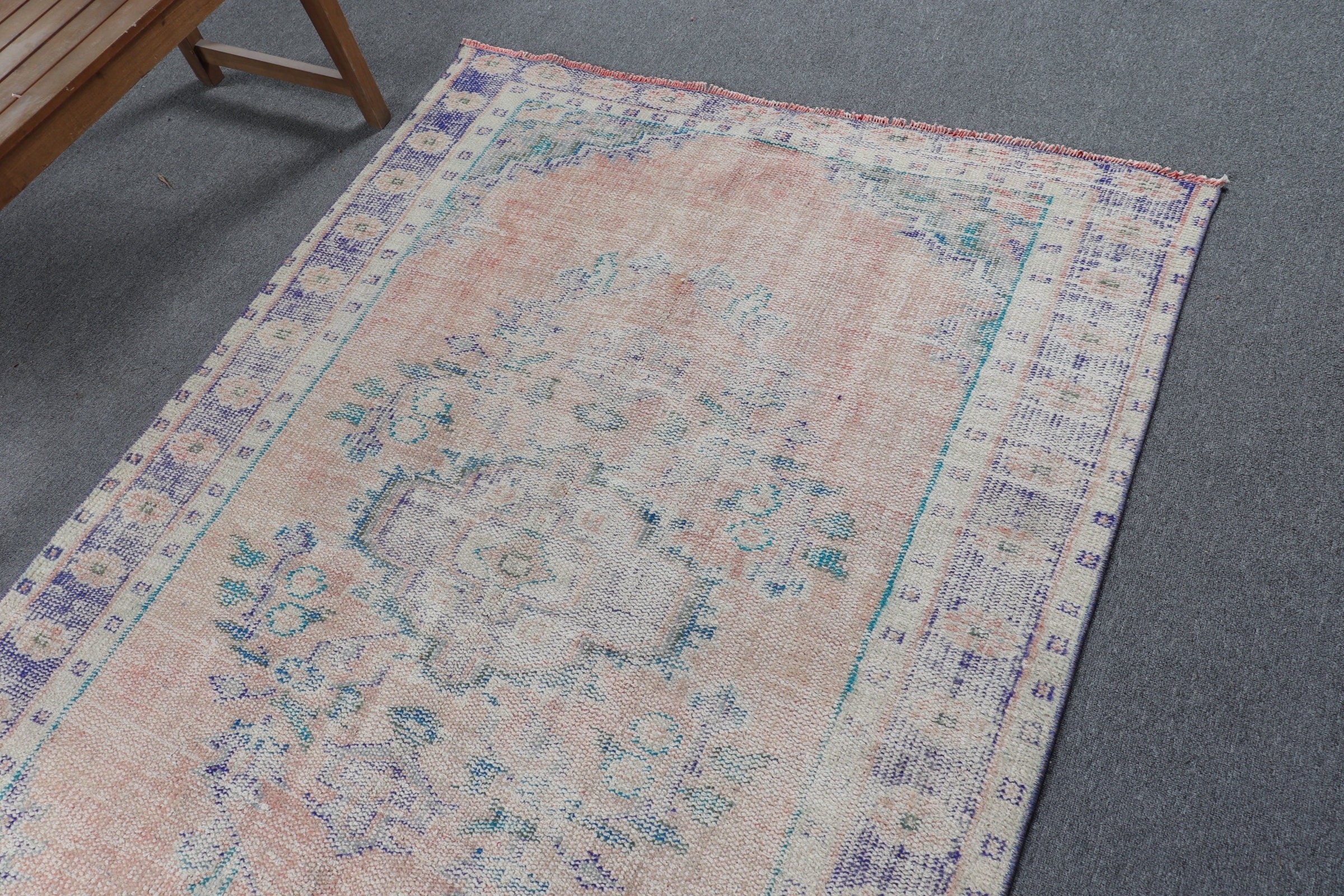 Ev Dekor Halısı, Yatak Odası Halıları, Türk Halıları, Bej 4.6x6.7 ft Alan Halısı, Oushak Halısı, Oturma Odası Halıları, Eski Halı, Vintage Halı