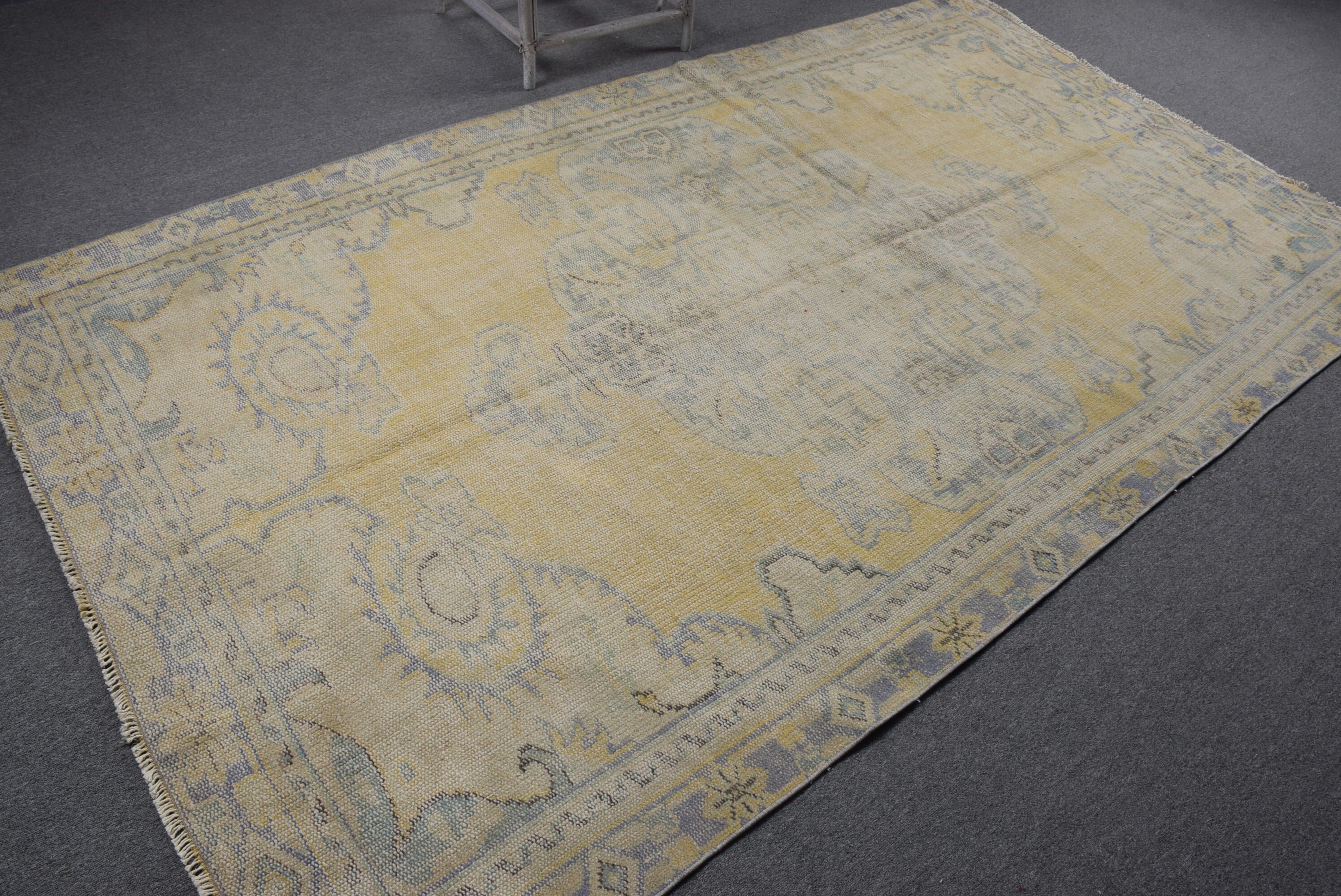 5.2x9.2 ft Large Rugs, Dining Room Rugs, Vintage Rugs, Muted Rug, Bedroom Rug, Floor Rug, Turkish Rug, Living Room Rug, Yellow Kitchen Rug