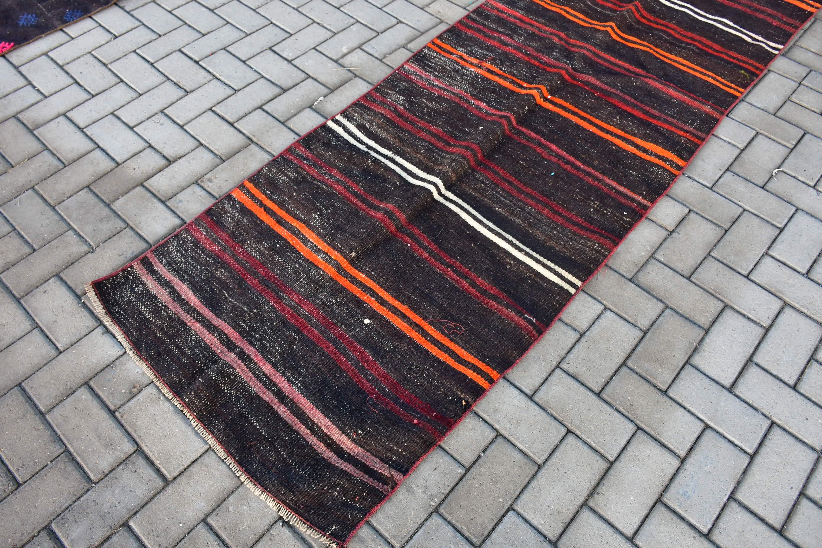 Turkish Rug, Floor Rugs, Kilim, 2.8x10.8 ft Runner Rugs, Art Rug, Stair Rug, Brown Moroccan Rug, Vintage Rug, Home Decor Rugs, Hallway Rugs