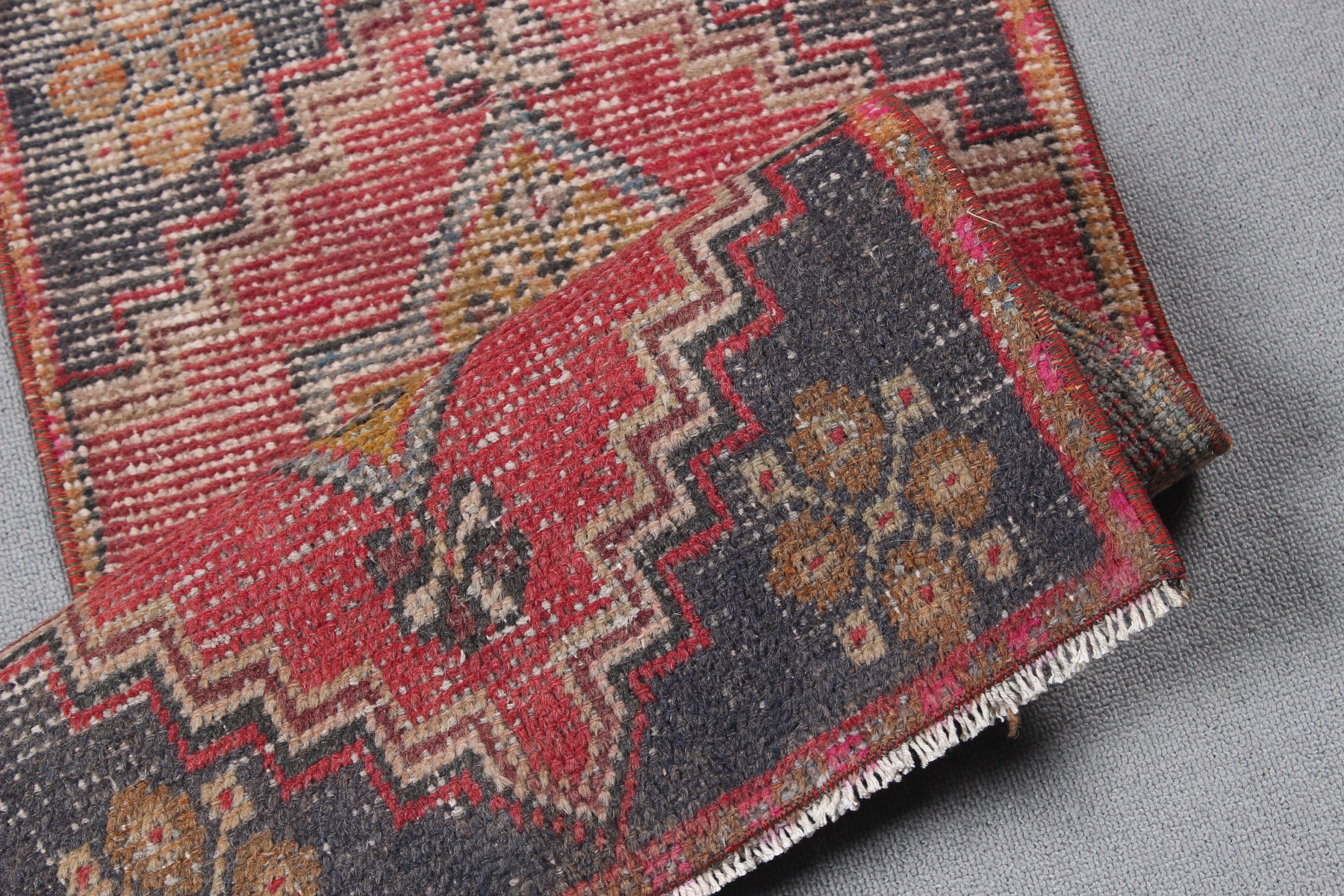 Vintage Rug, Entry Rug, Car Mat Rugs, Rugs for Bedroom, 1.5x3.1 ft Small Rugs, Red Boho Rugs, Home Decor Rugs, Turkish Rugs, Wool Rug