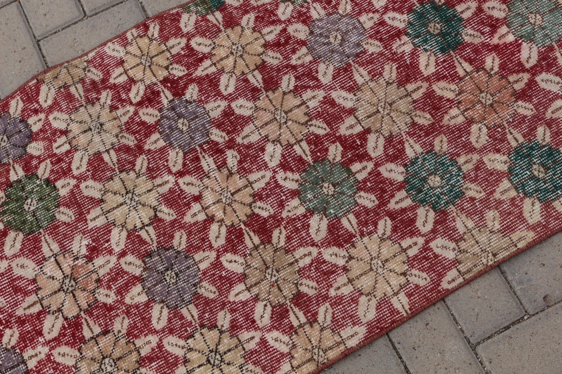 Corridor Rug, Rugs for Hallway, Anatolian Rugs, 2.2x8.7 ft Runner Rug, Turkish Rugs, Red Oushak Rug, Cool Rugs, Vintage Rug, Hallway Rug